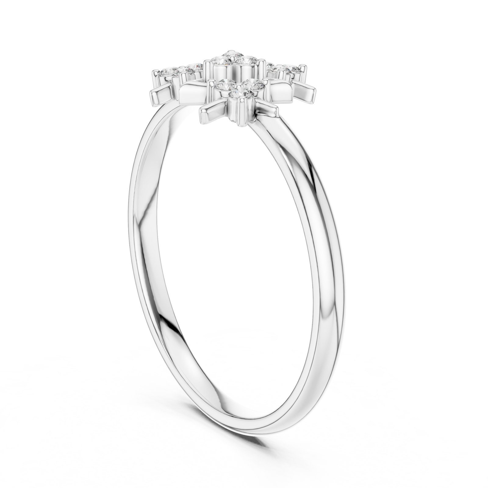 Tamsyn Geometric Triangle Cluster Ring on a Slim Band in white gold