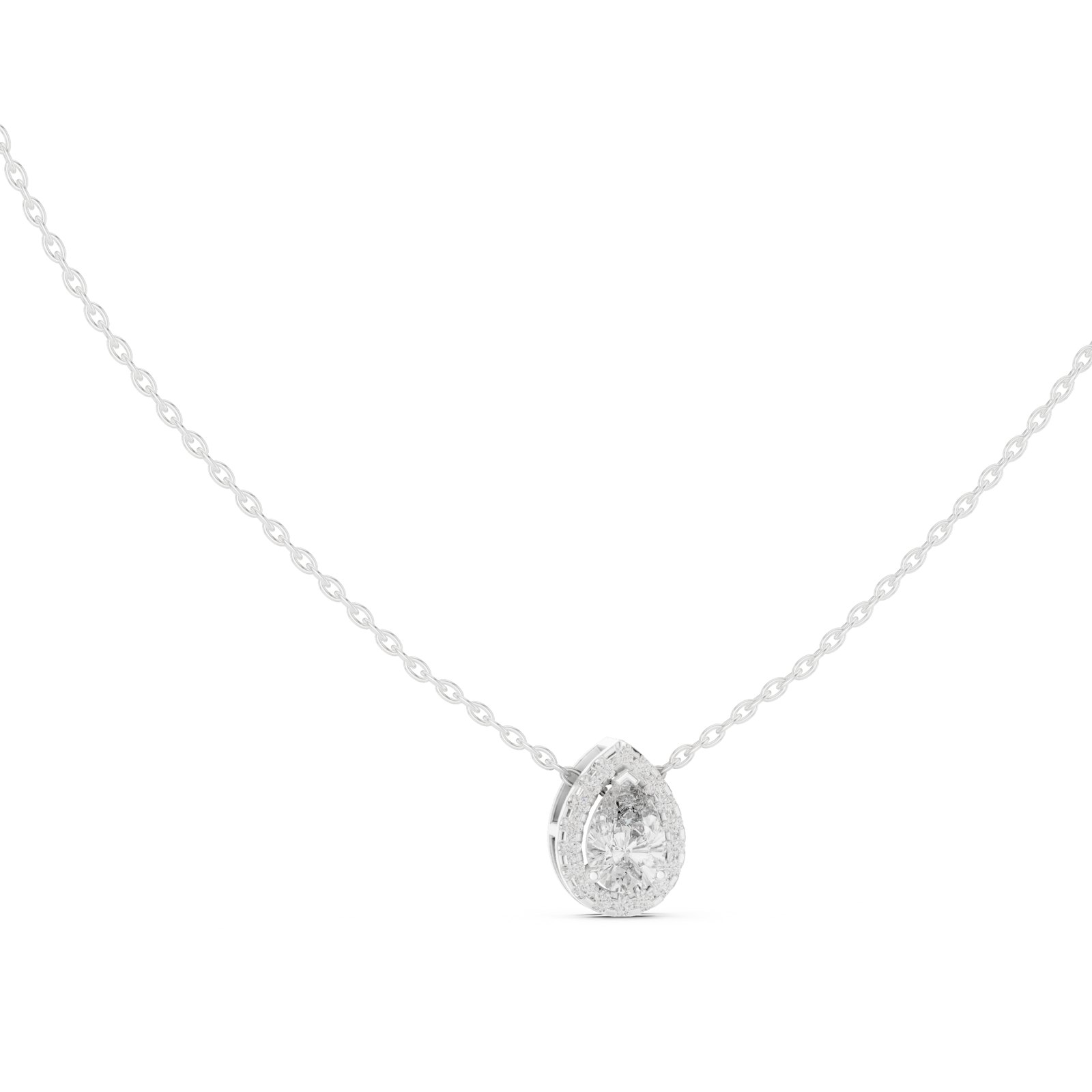Avarie Pear Halo Slide Pendant in white gold