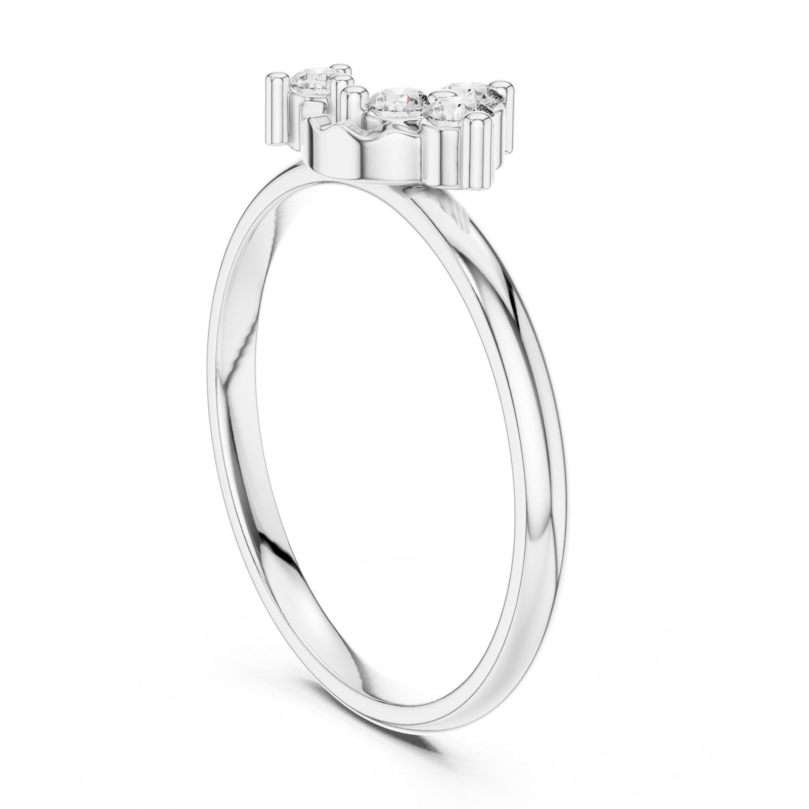Aphra Trefoil Cluster Ring with Leaf Accent in white gold