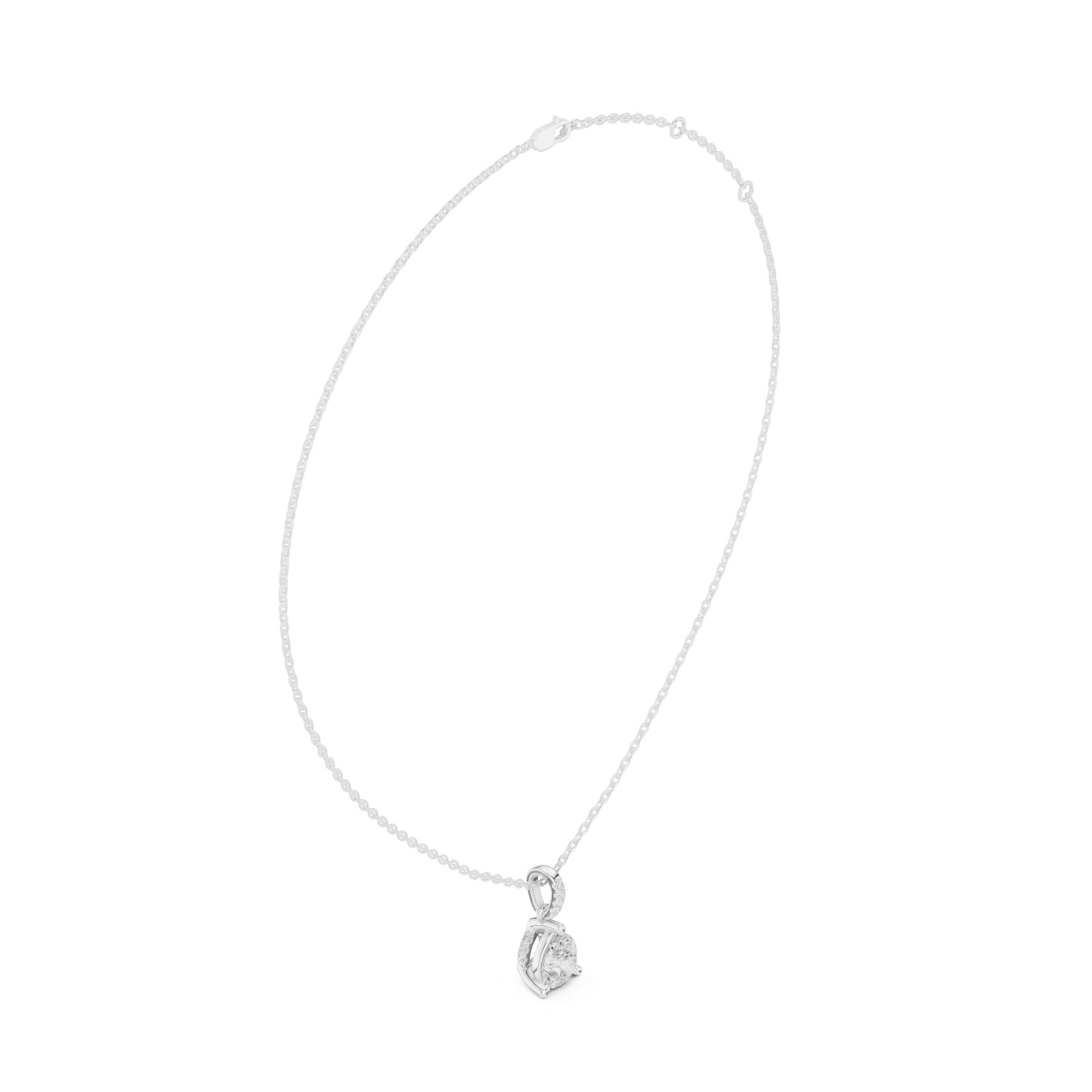 Heliana Pear Solitaire Pendant with Pavé Bail in white gold