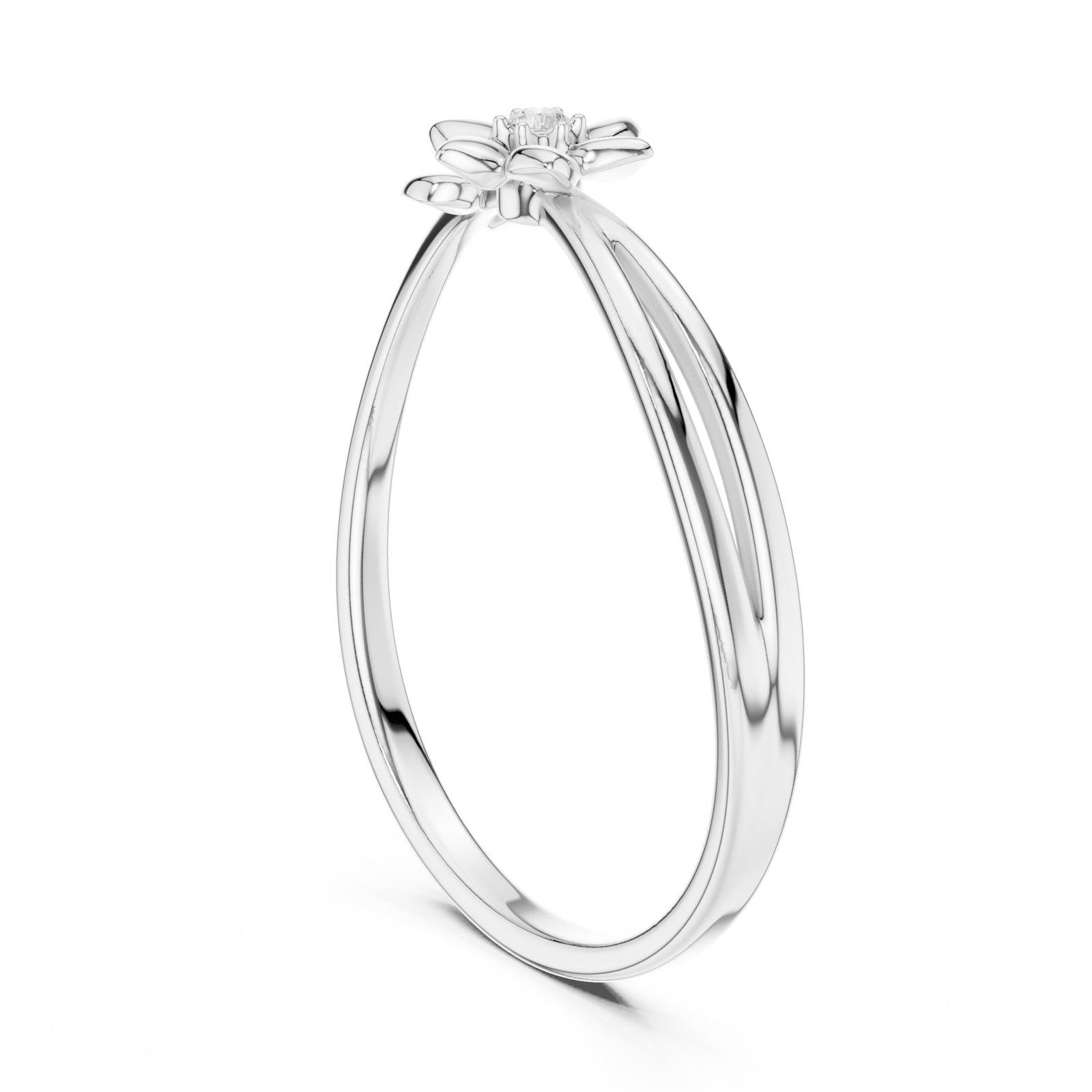 Aldora Daisy Flower Split Band Diamond Ring in white gold