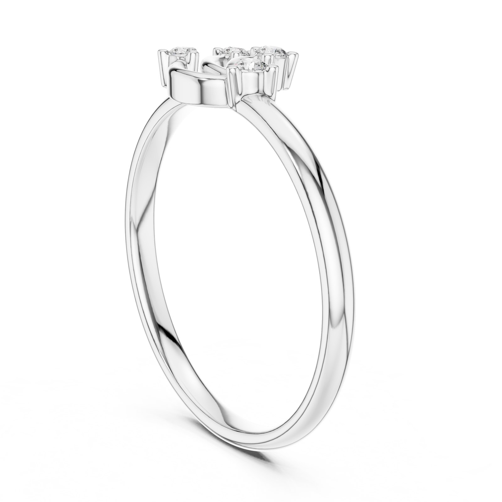 Jessamine Asymmetric Crescent Cluster Ring on a Slim Band in white gold