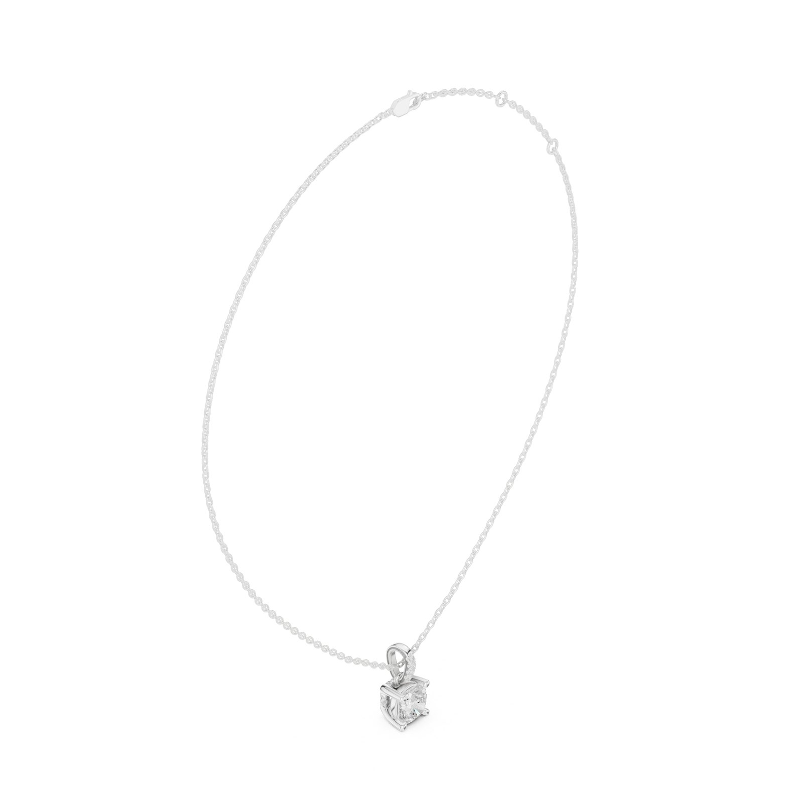 Heliana Cushion Cut Solitaire Pendant with Pavé Bail in white gold