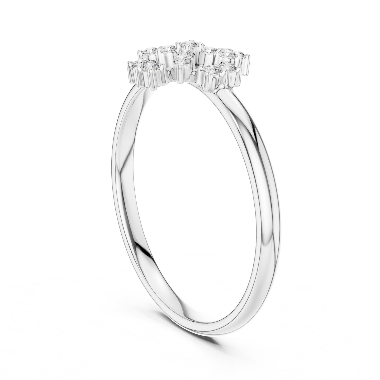 Savanna Compass Cluster Ring with Open Gold Frame in white gold
