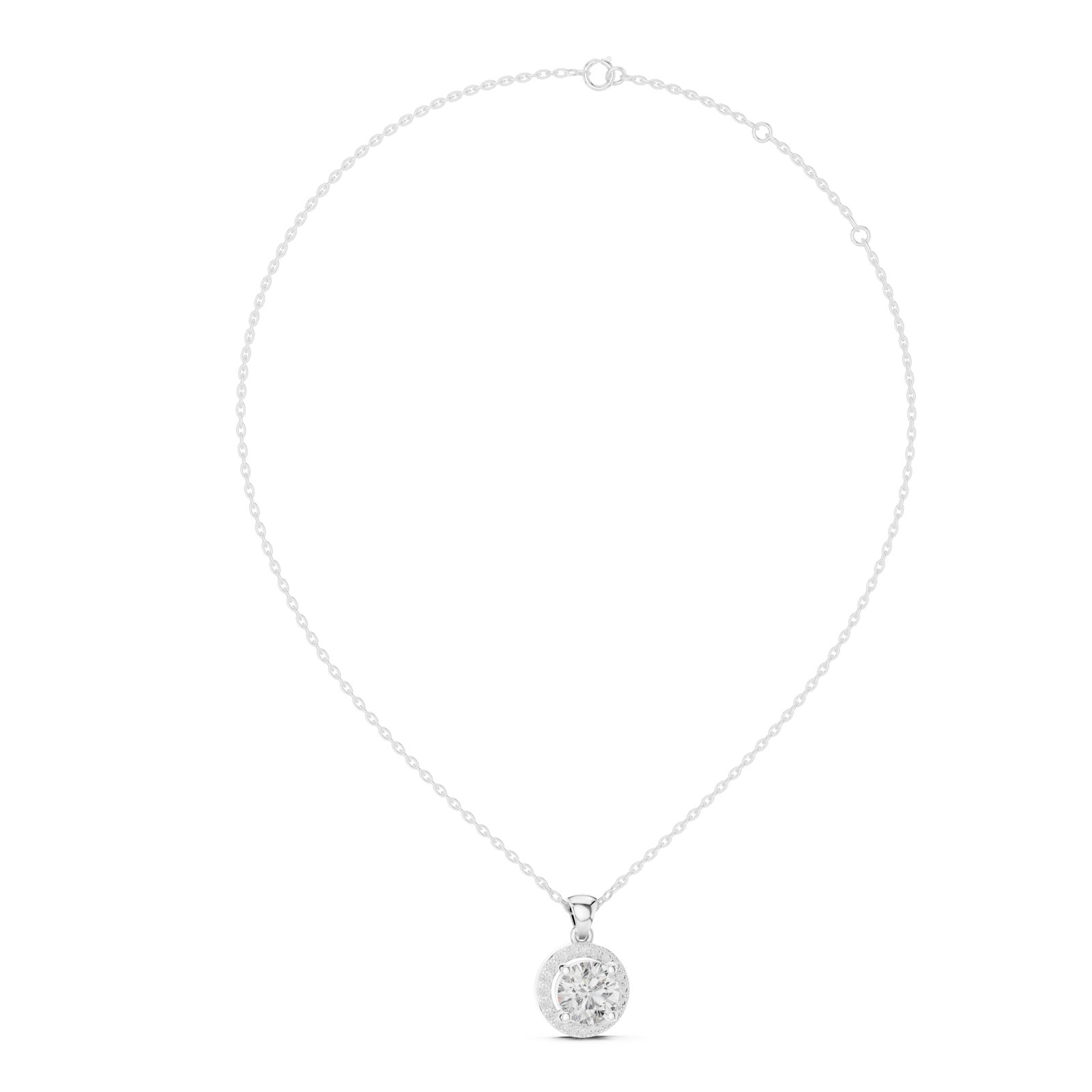 Benvenuta Classic Round Halo Pendant in white gold