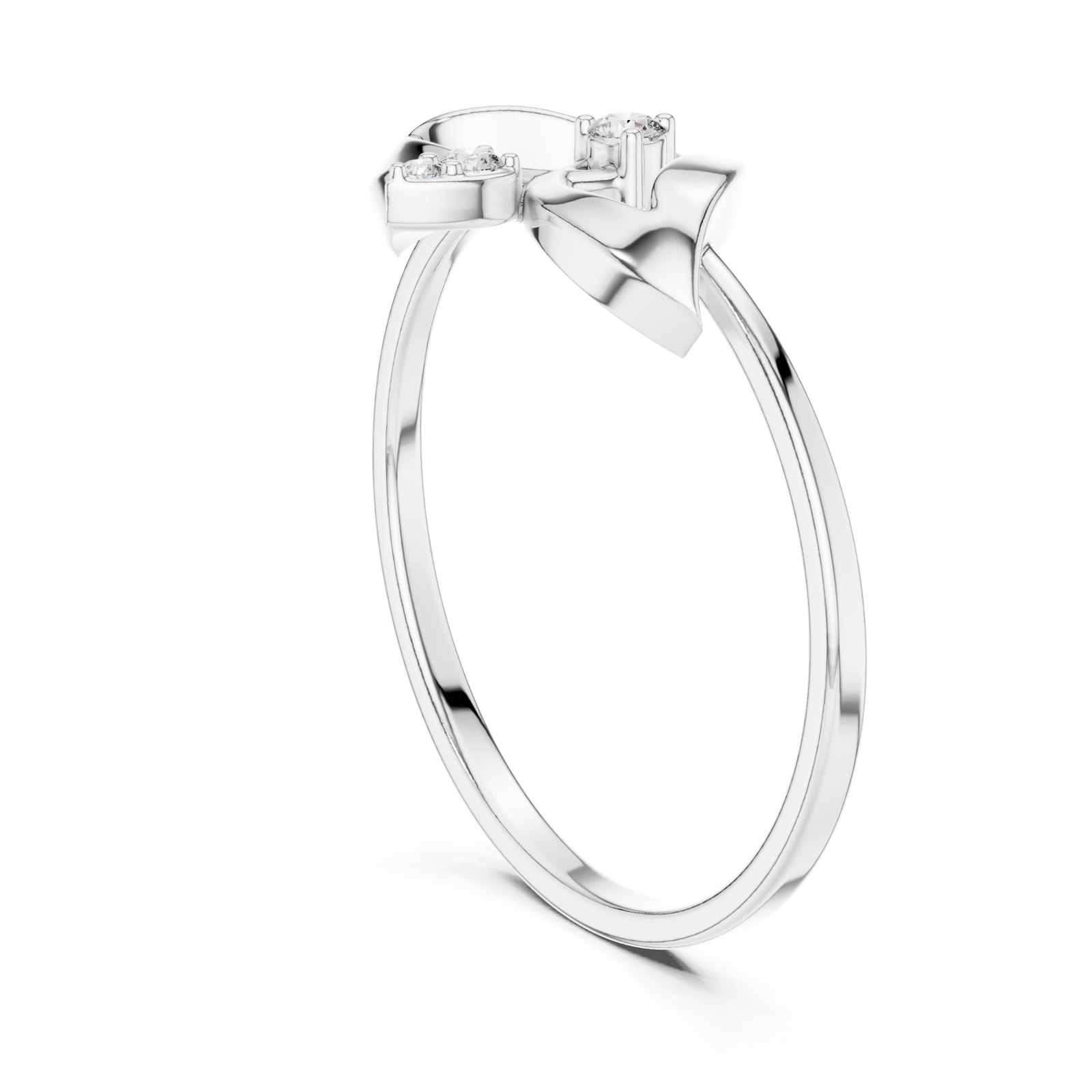 Alodie Folded Ribbon Leaf Diamond Fashion Ring in white gold