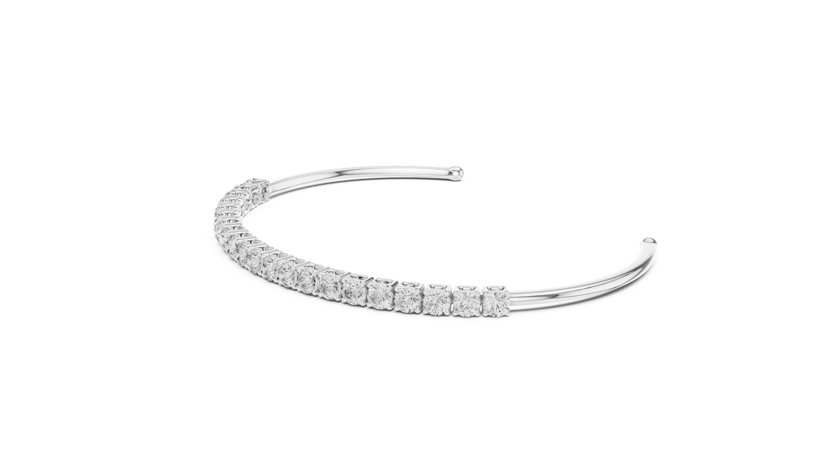 Marzia Slim Open Diamond Line Cuff in white gold