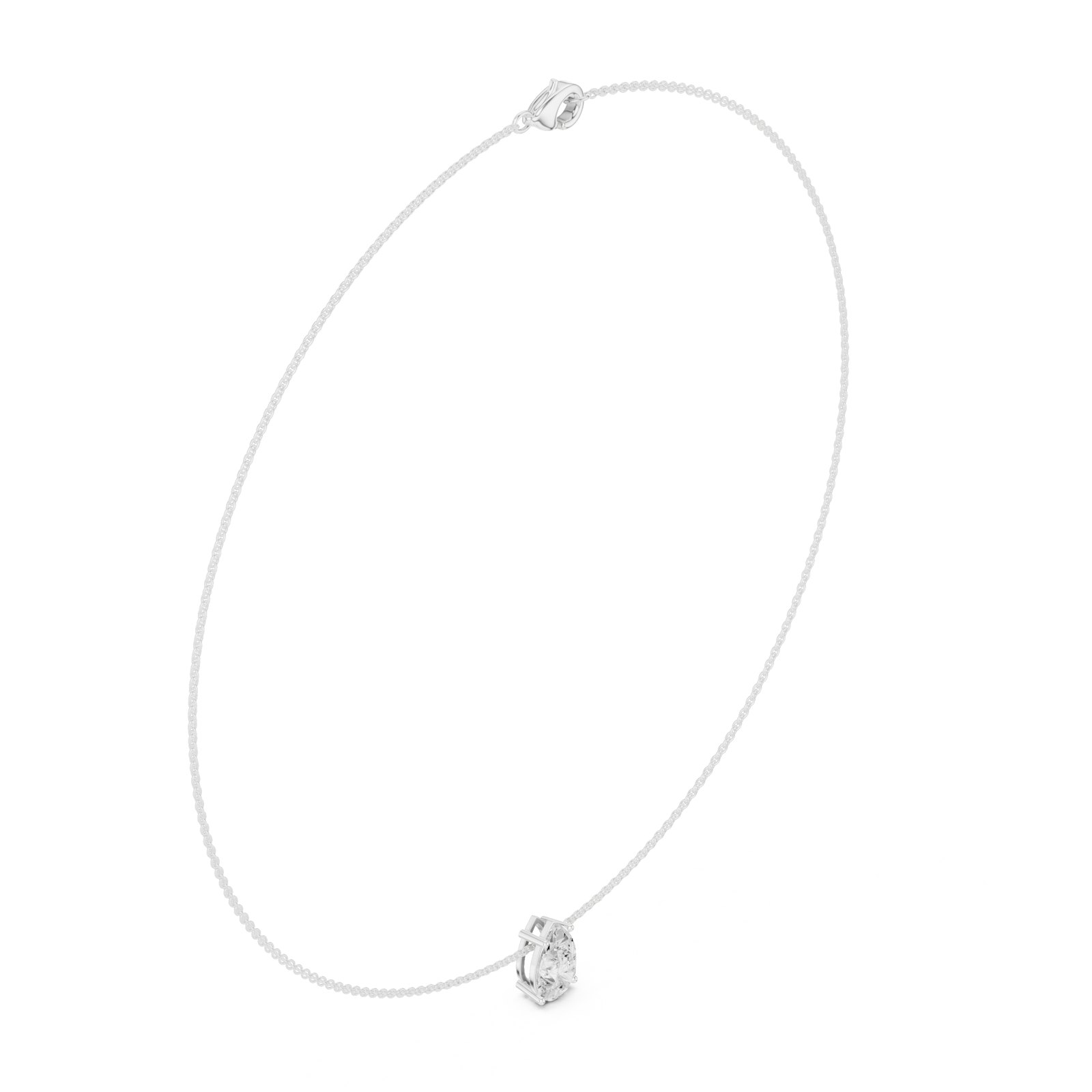 Ami Pear Diamond Solitaire Necklace in white gold