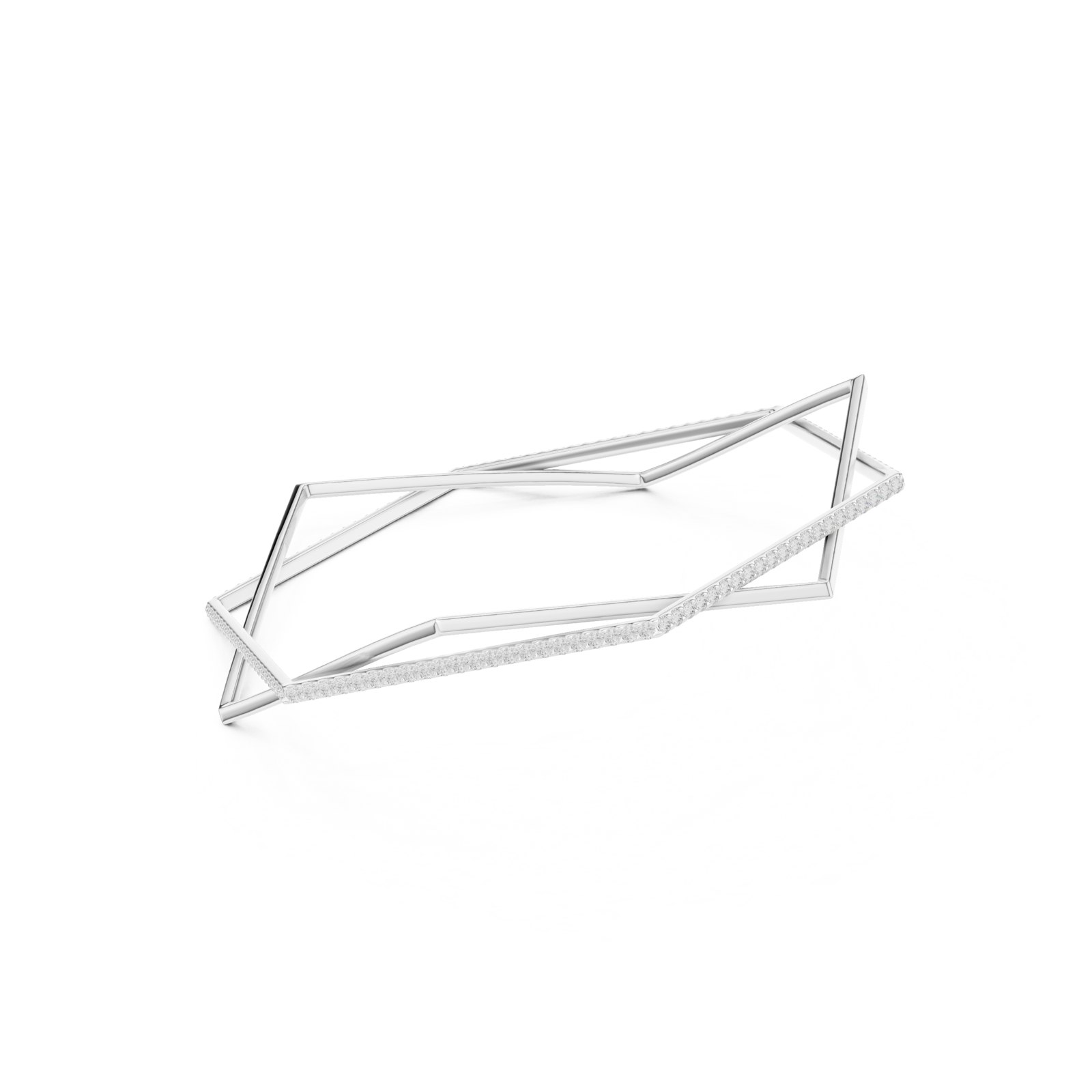 Haunani Geometric Pavé Wire Bangle in white gold