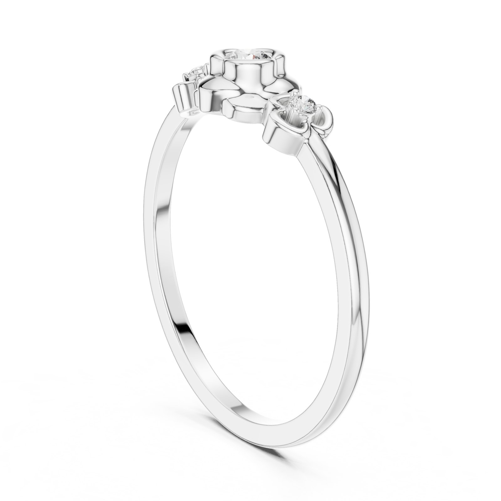 Auriel Floral Bezel Cluster Ring in white gold