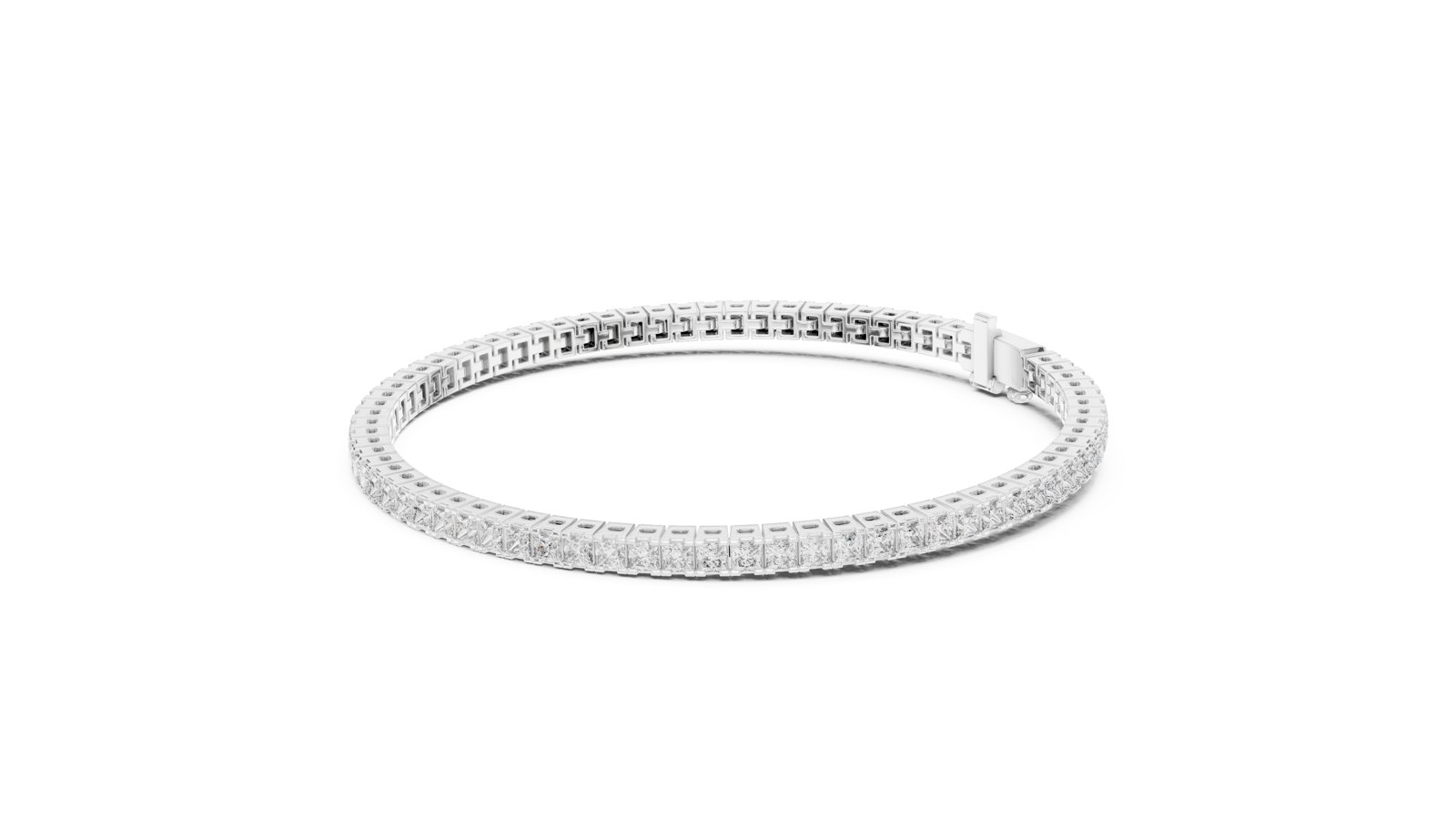 Aleksa Slim Princess Cut Tennis Bracelet in white gold