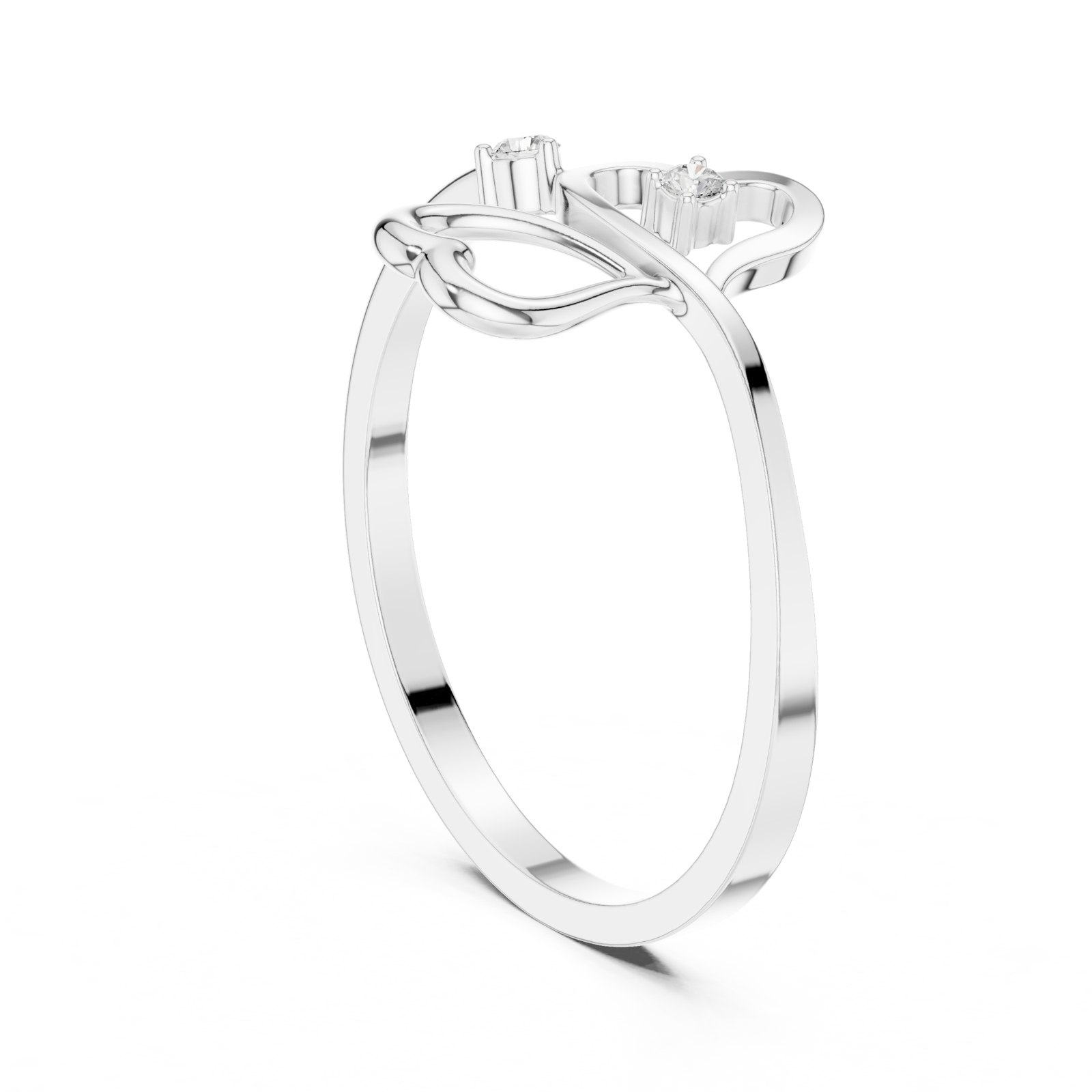 Agnese Heart Vine Bypass Diamond Fashion Ring in white gold
