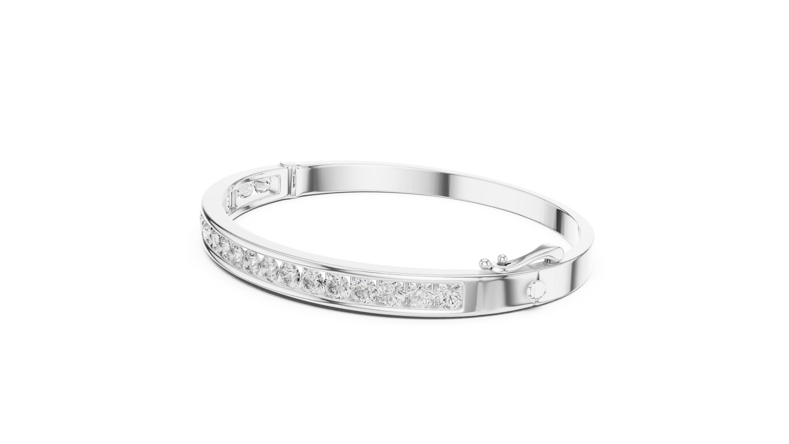 Alia Channel-Set Diamond Hinged Bangle in white gold
