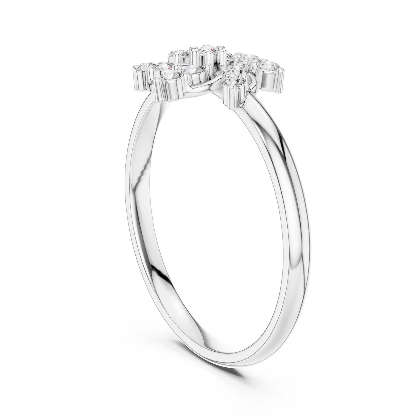 Ambra Catherine Wheel Cluster Ring with Curling Arms in white gold