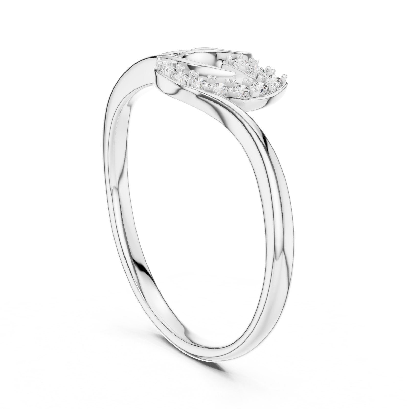 Thisbe Twin Leaf Pavé Bypass Diamond Fashion Ring in white gold