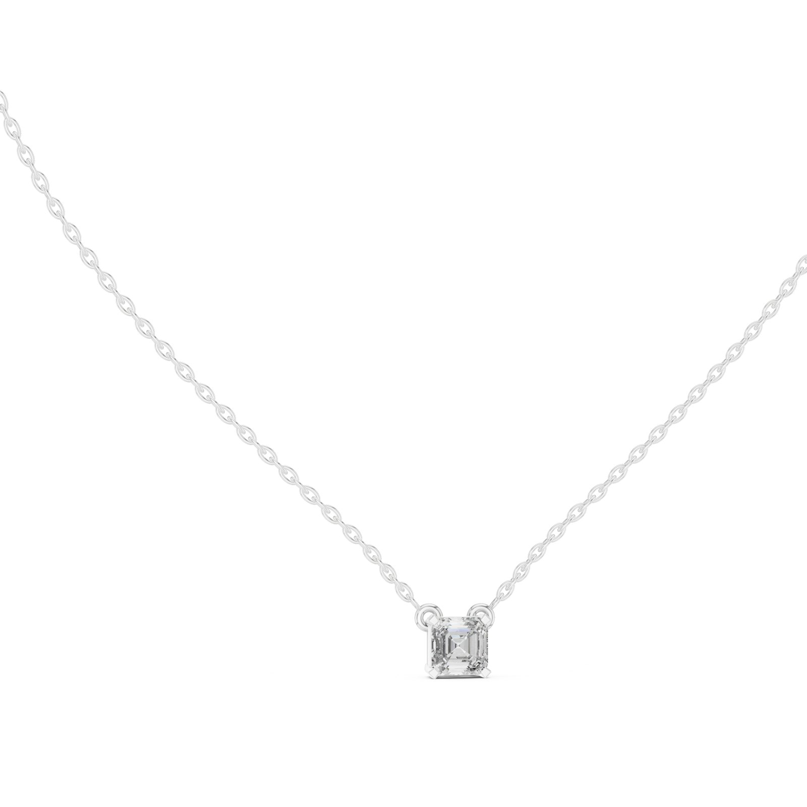 Alaya Asscher Cut Diamond Solitaire Pendant in white gold