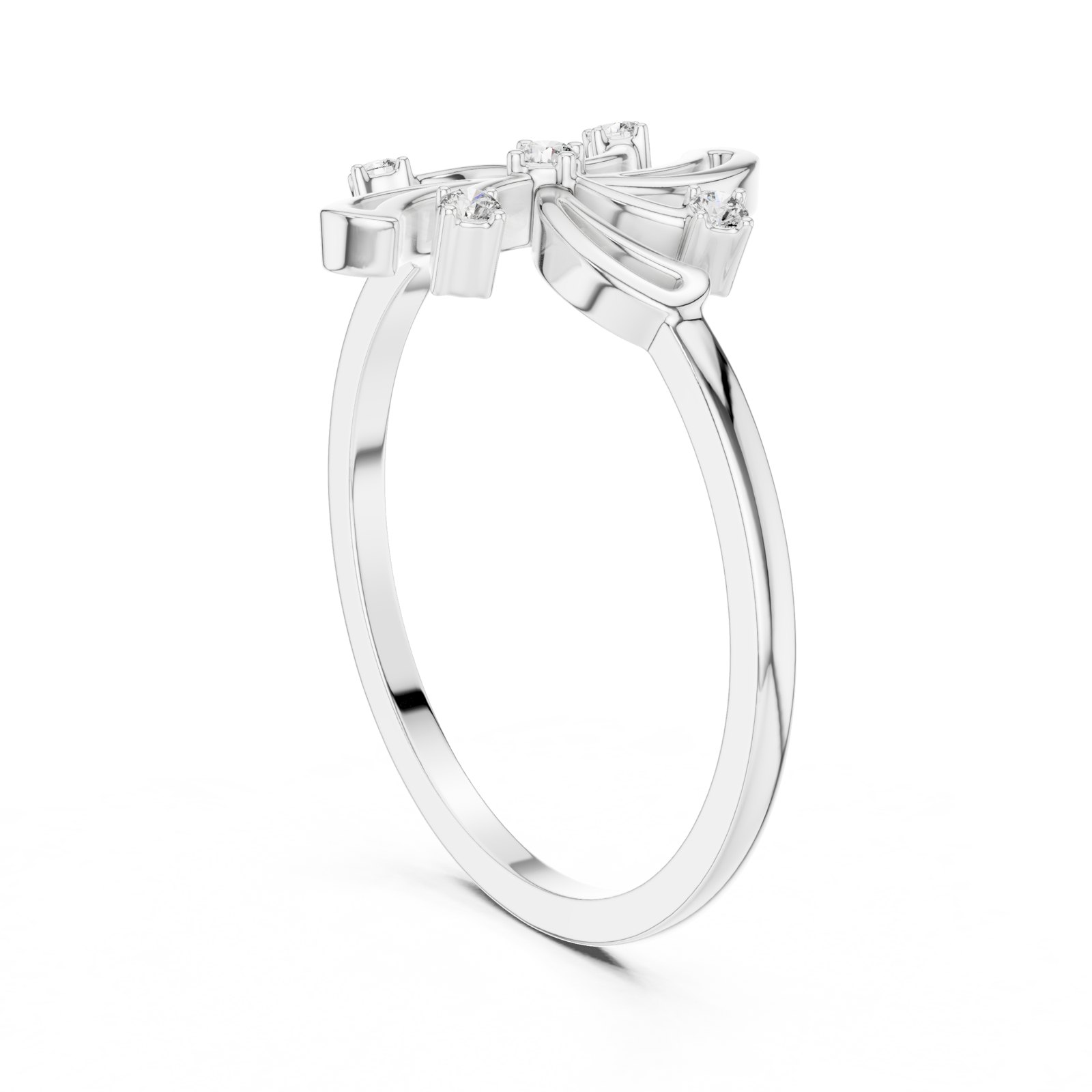 Elwen Pinwheel Wing Motif Diamond Cluster Ring in white gold