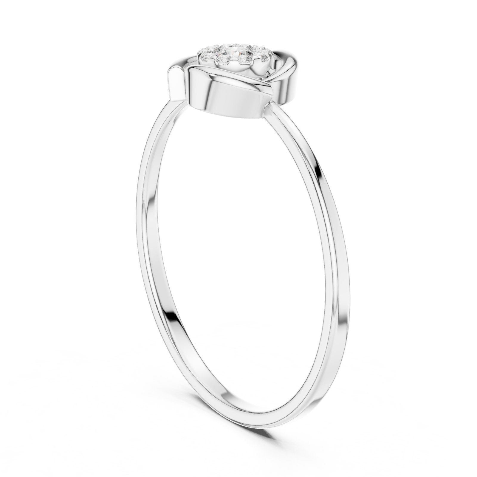 Annalise Swirl Halo Round Diamond Fashion Ring in white gold