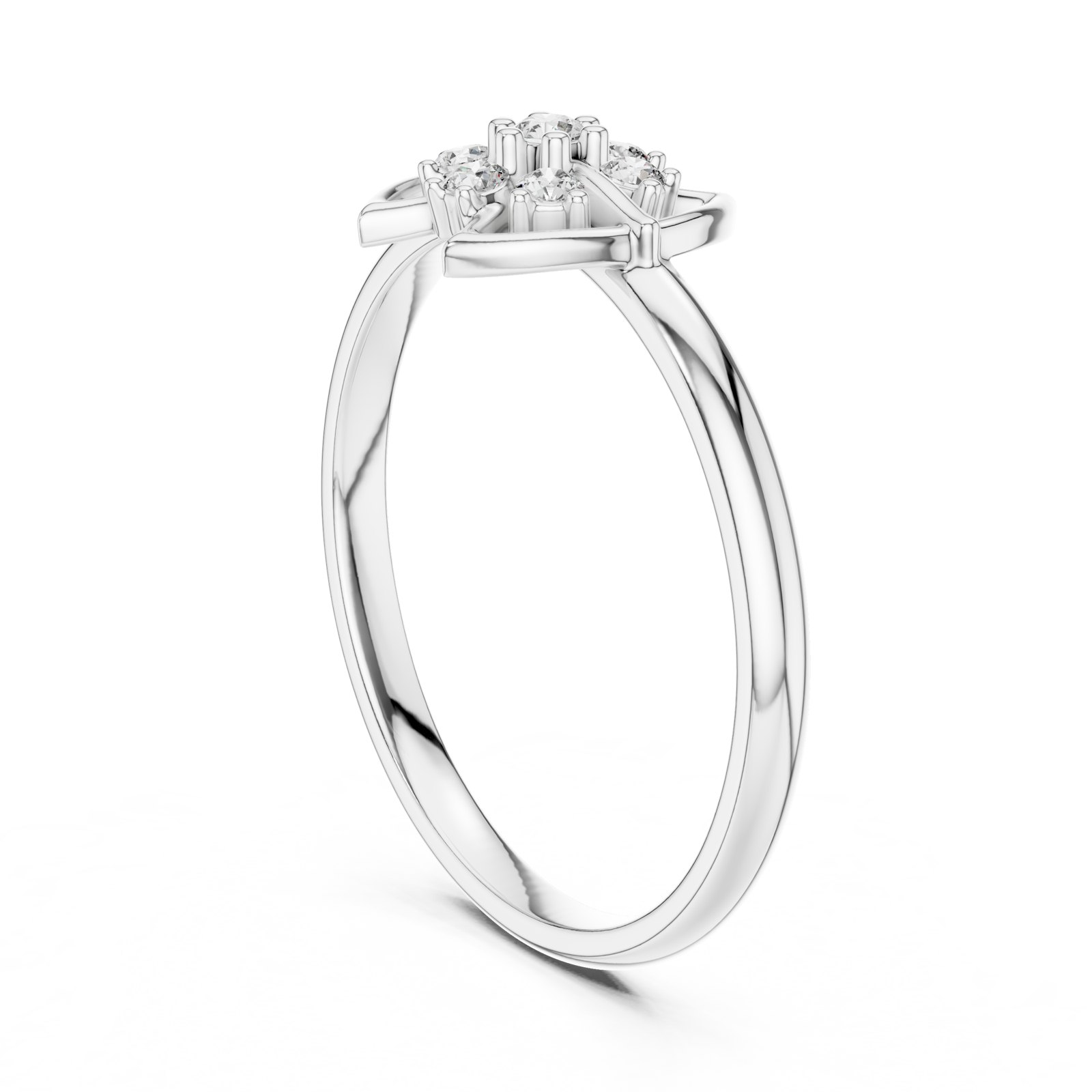 Anelie Bowtie Frame Cluster Ring with Diamond Posy in white gold