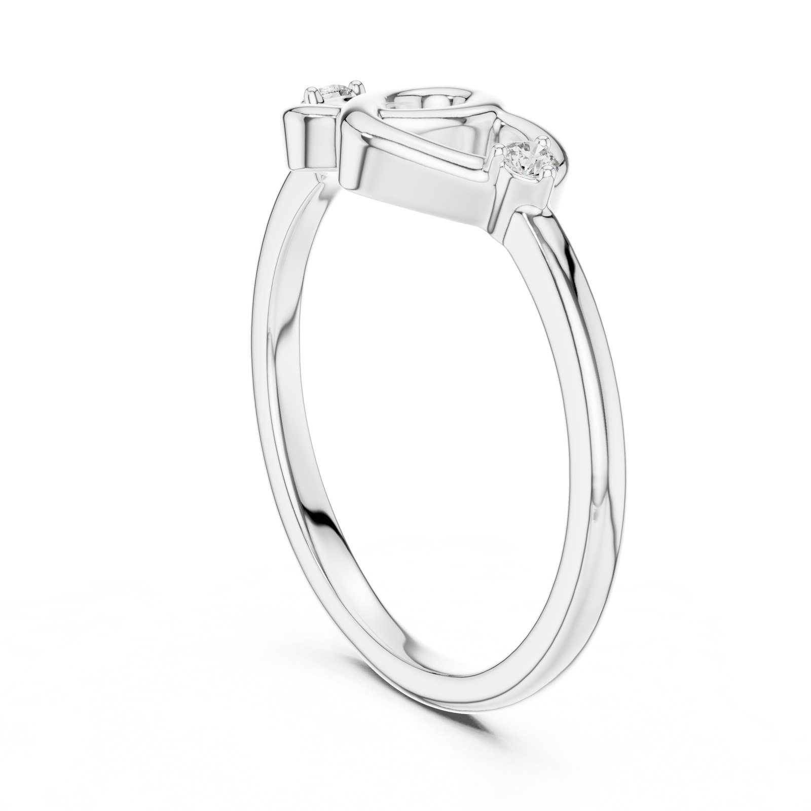 Reya Interlocking Hearts Ring with Diamond Accents in white gold