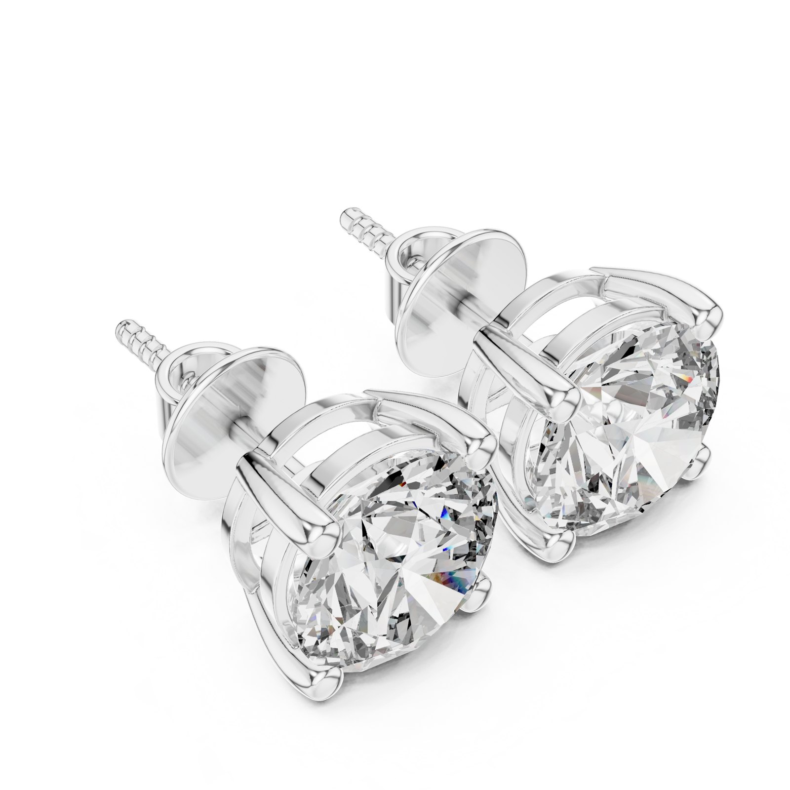 Anjali Classic Round Solitaire Stud Earrings in white gold