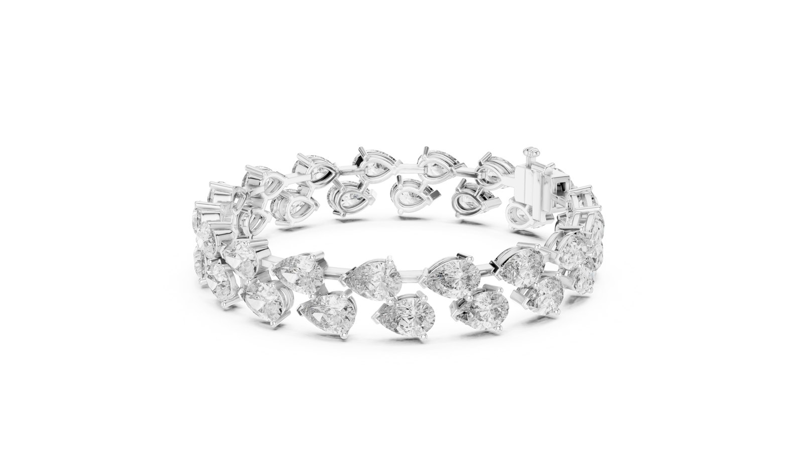 Orietta Pear Cut Staggered Tennis Bracelet in white gold