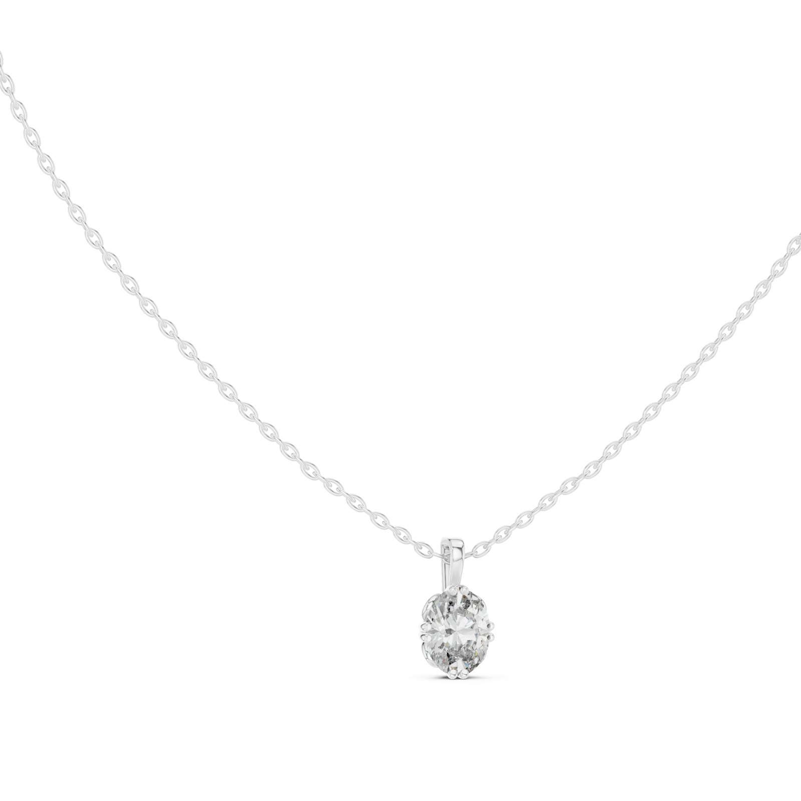 Evanna Oval Solitaire Pendant with Sculpted Claws in white gold