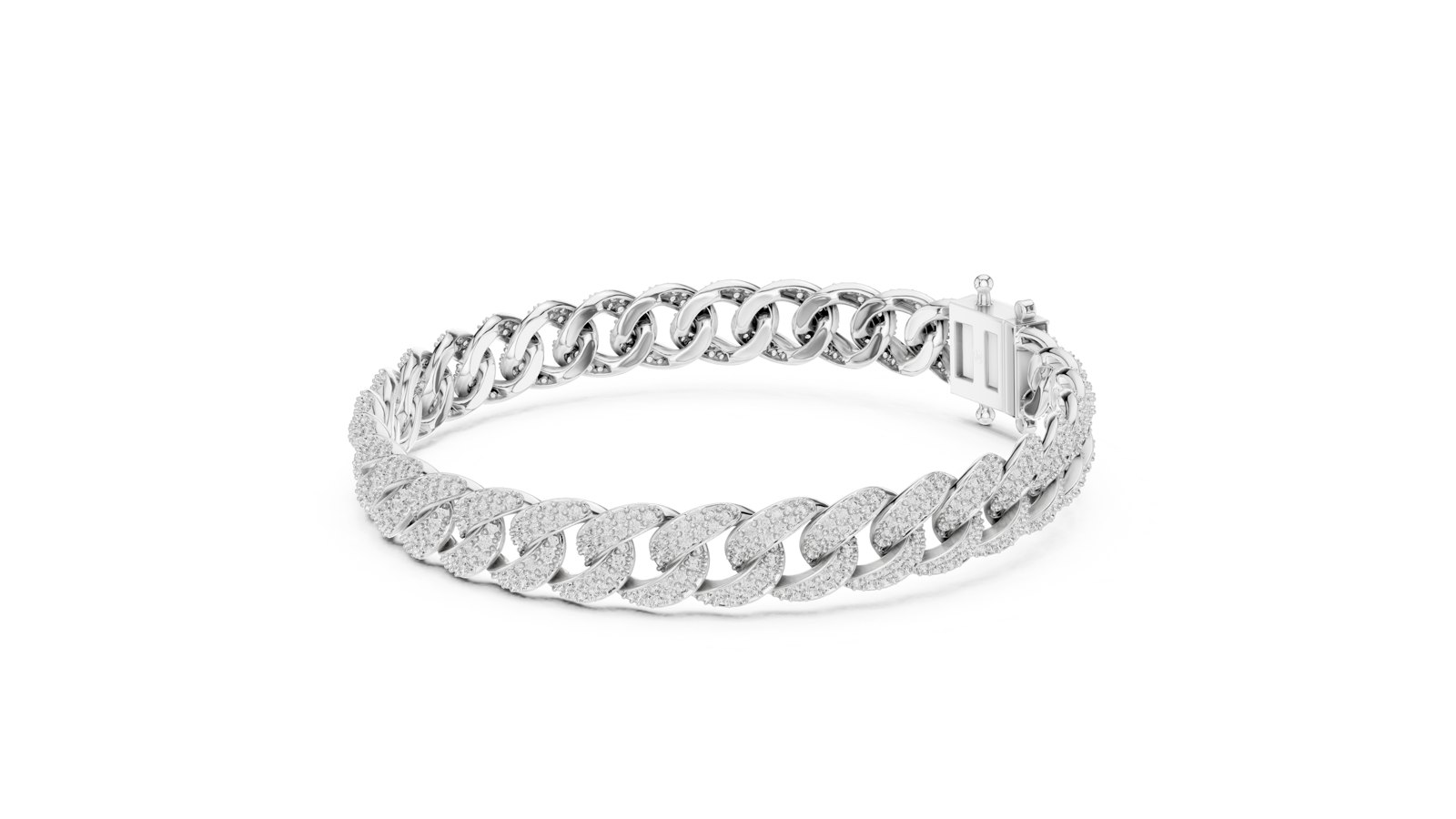 Viktor Pave Diamond Cuban Link Bracelet in white gold