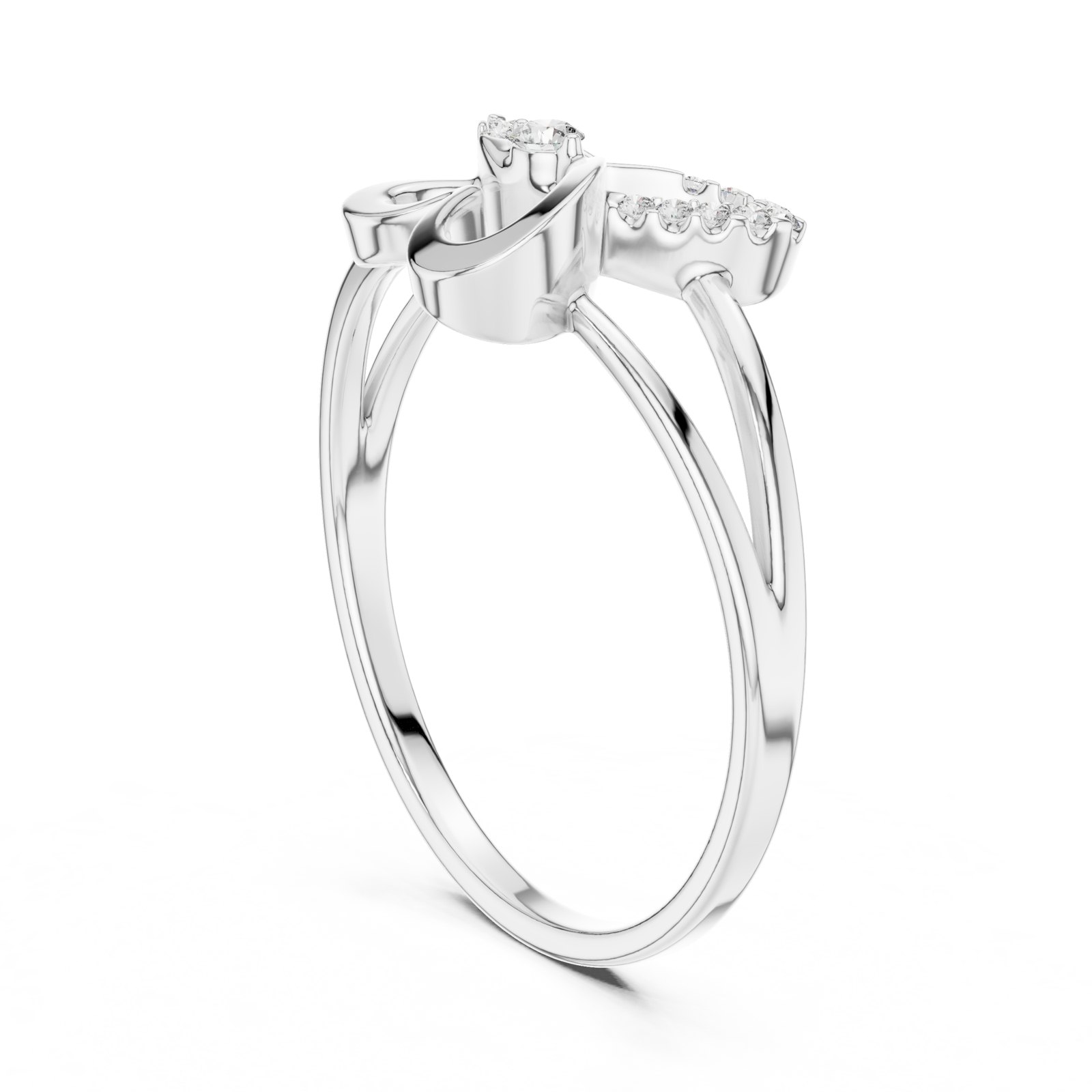 Patrizia Butterfly Loop Bypass Ring with Diamond Accents in white gold