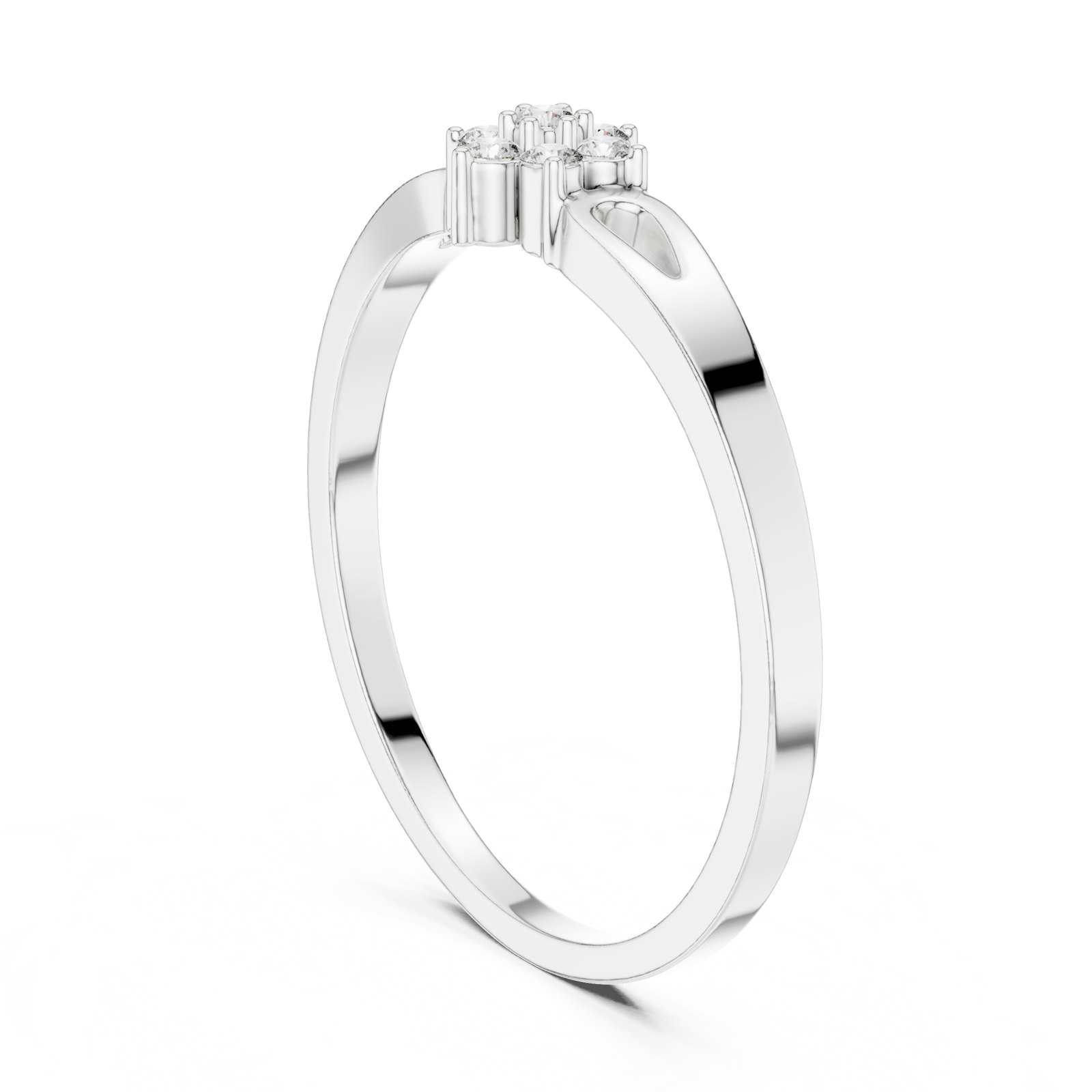 Arbella Flower Cluster Diamond Ring with Open Shoulders in white gold