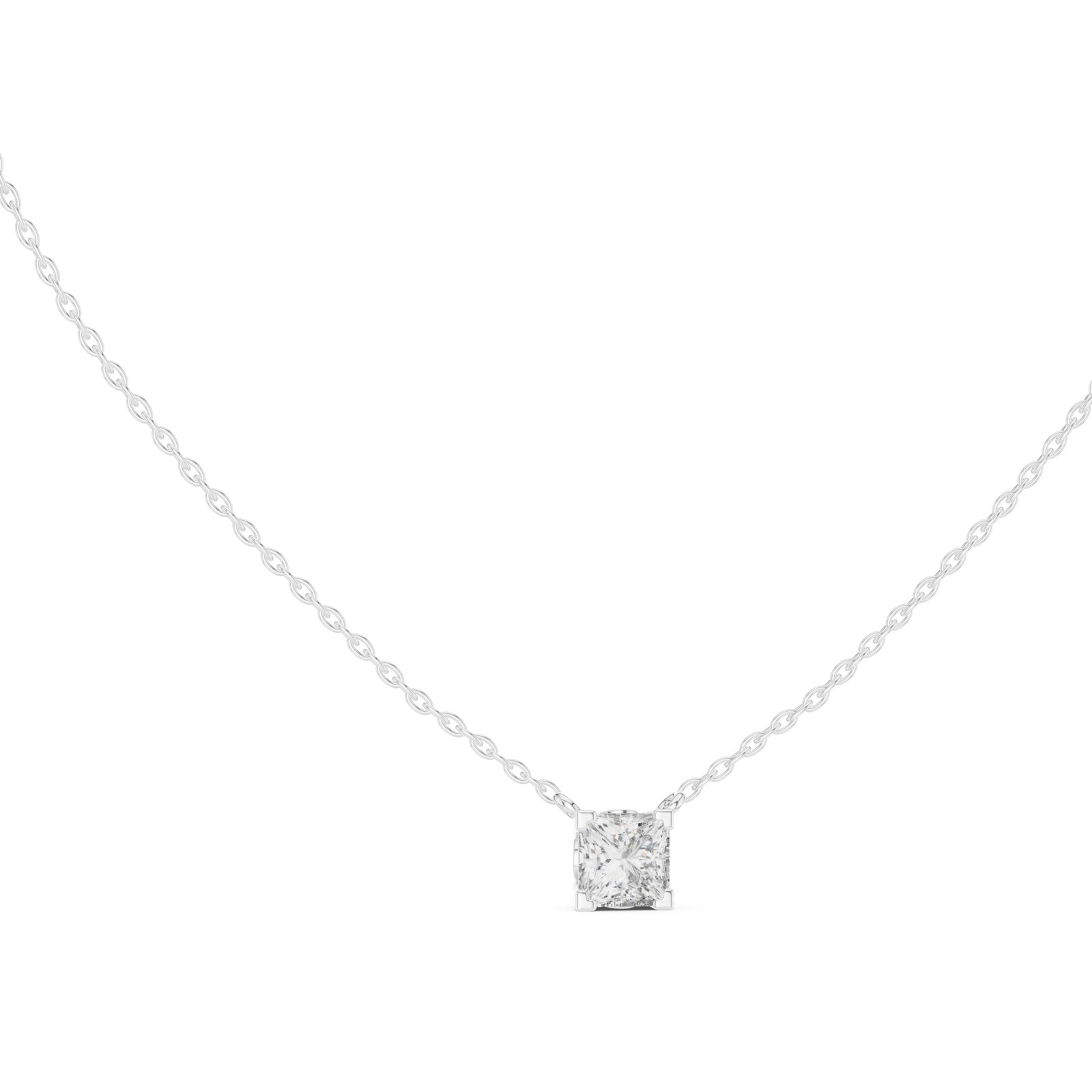 Ivanna Princess Cut Solitaire Pendant in white gold