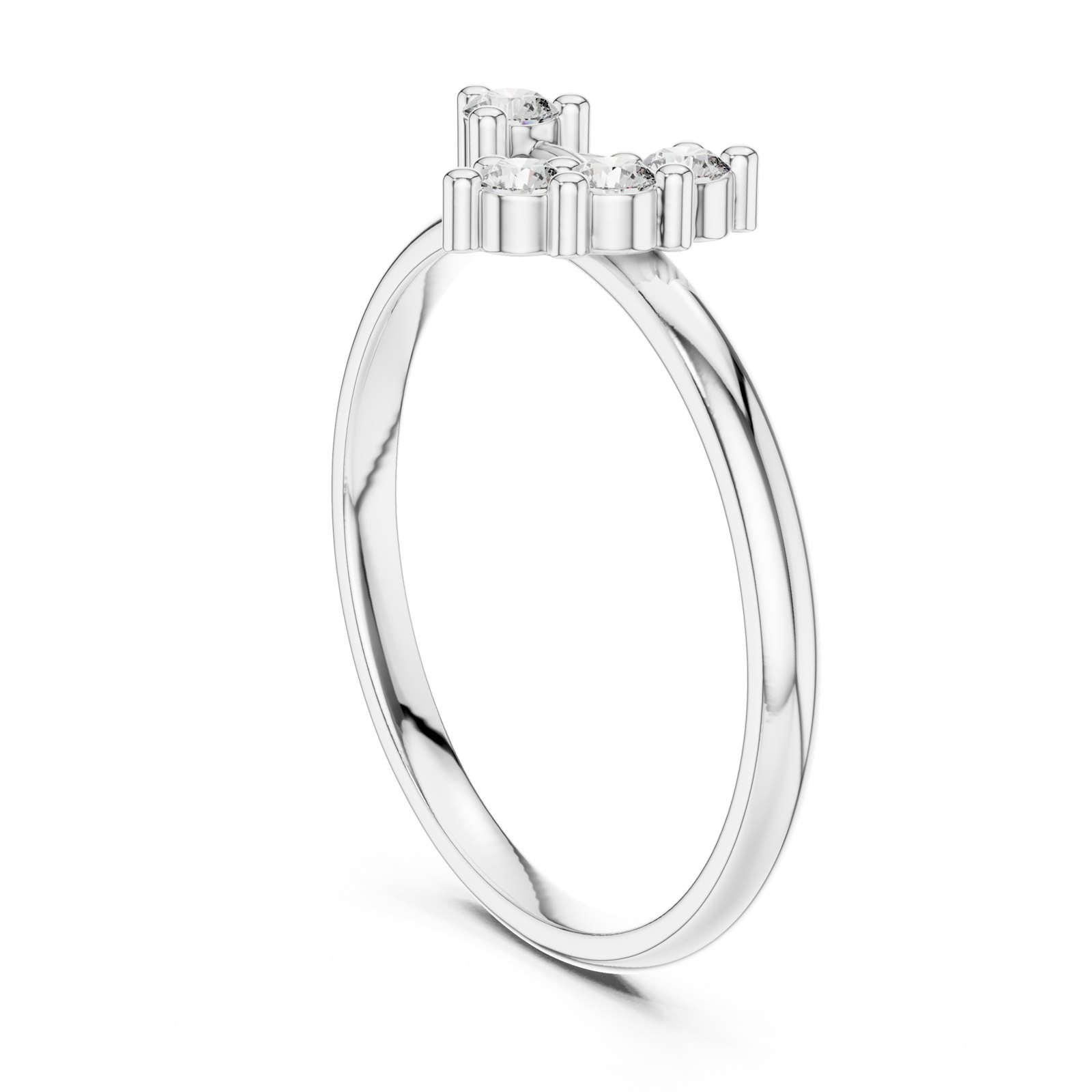 Arlette Curved Round Diamond Cluster Ring in white gold