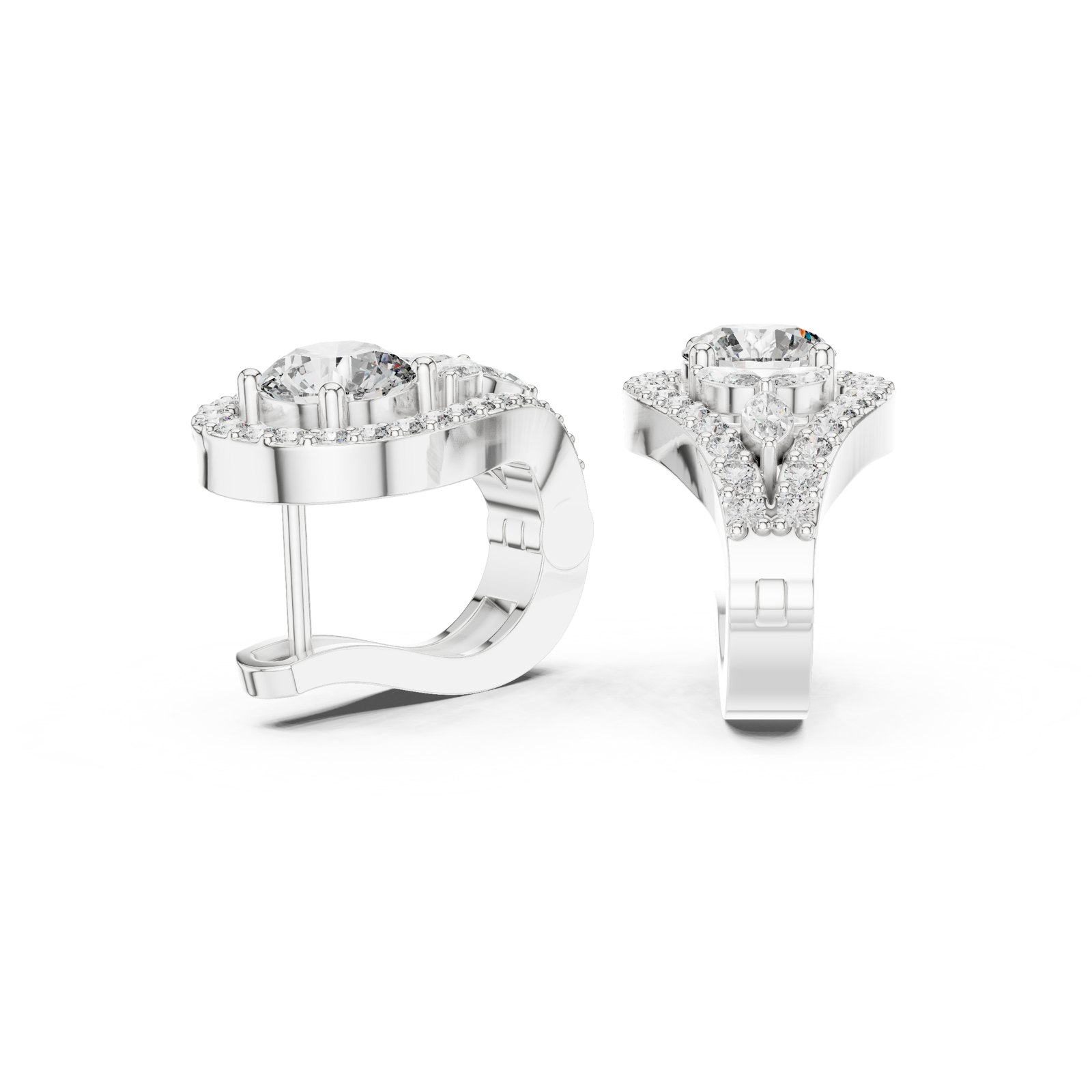 Isalia Teardrop Halo Diamond Earrings in white gold