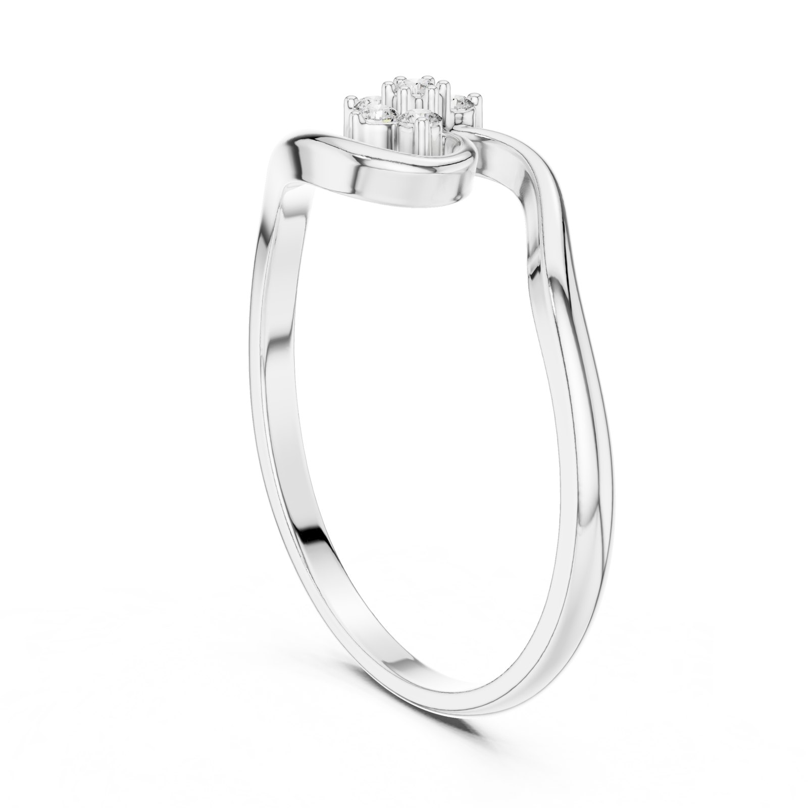 Avelyn Swirl Bypass Diamond Cluster Fashion Ring in white gold
