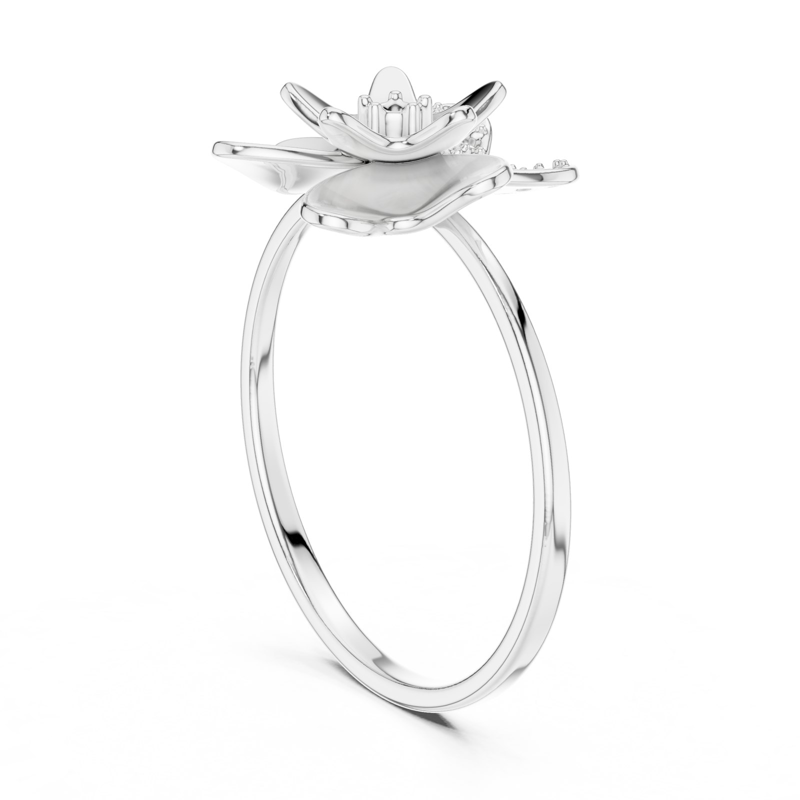 Adelheid Gold Lotus Flower Fashion Ring in white gold