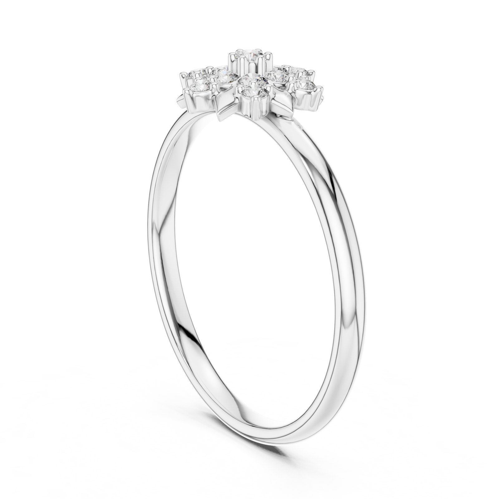 Adriel Starburst Cluster Ring with Pointed Gold Rays in white gold