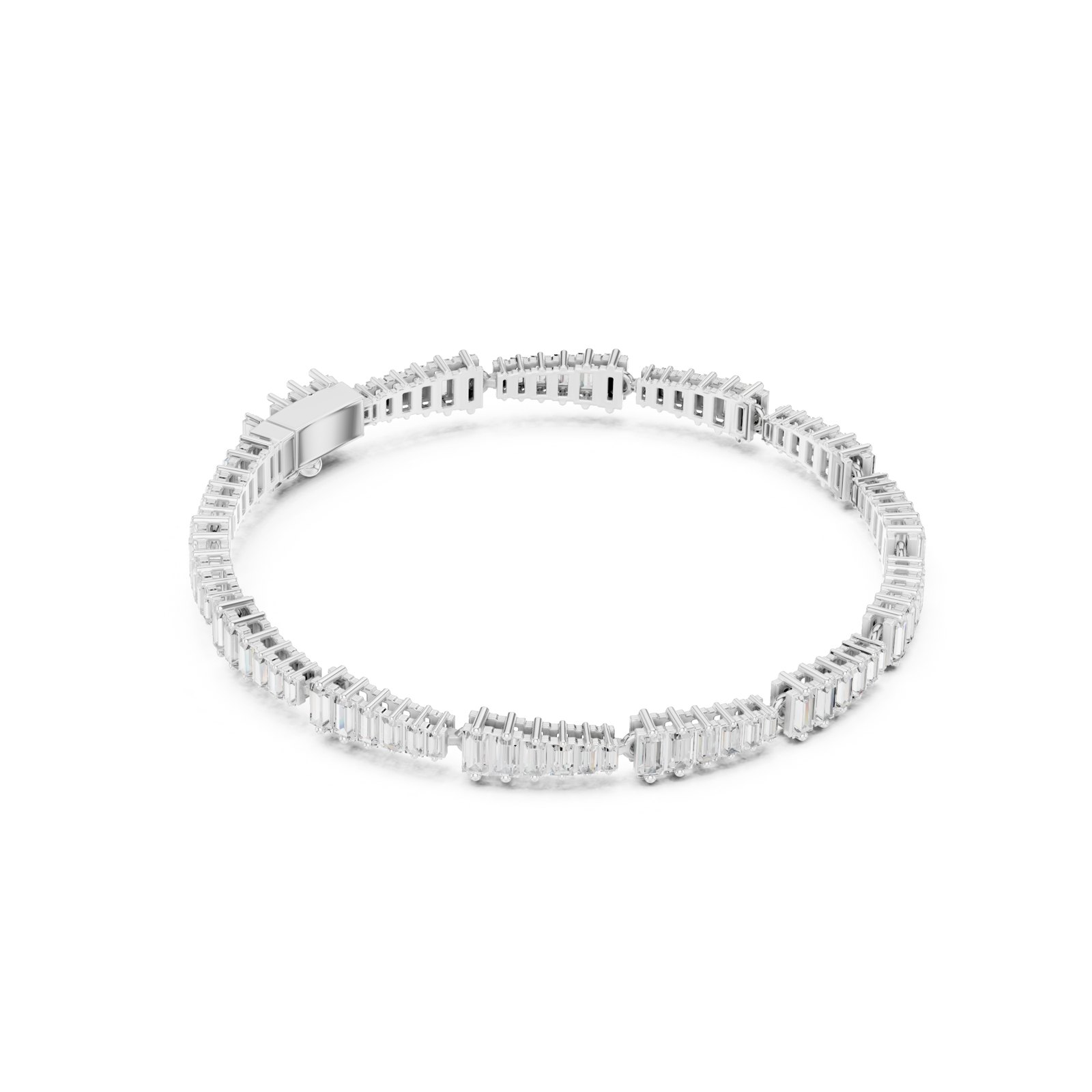 Adara Graduated Baguette Diamond Station Bracelet in white gold