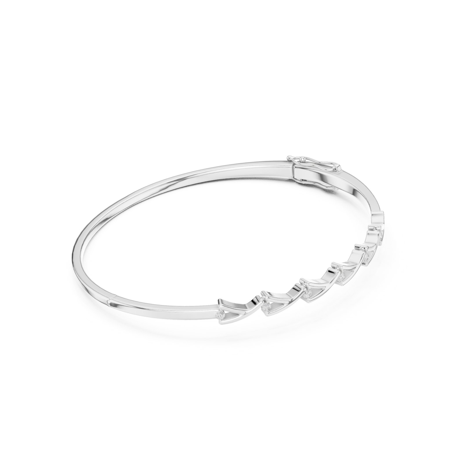 Healani Sawtooth Station Diamond Bangle in white gold
