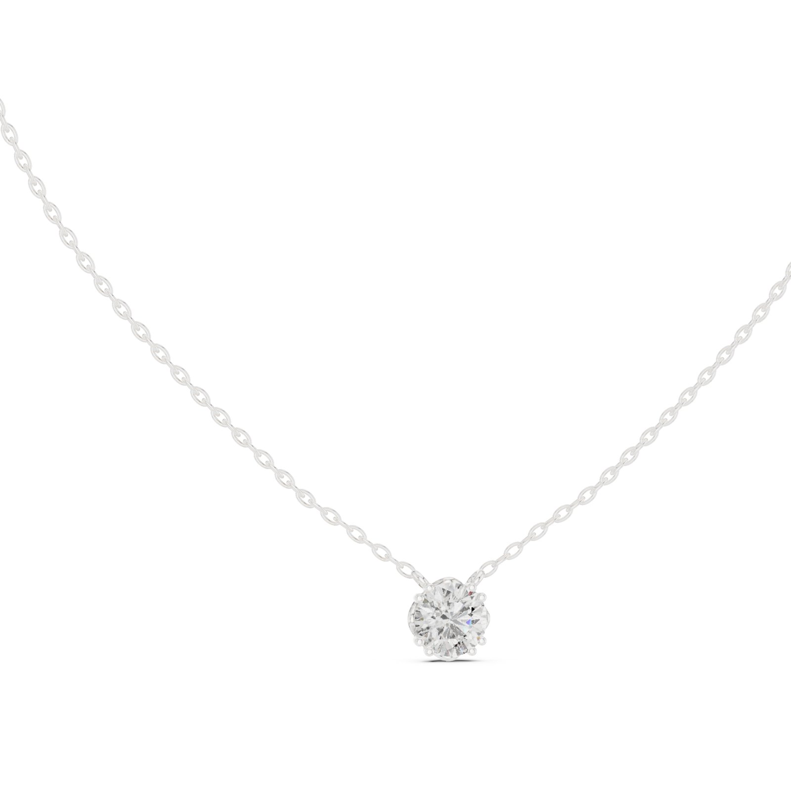 Alodia Floating Round Diamond Solitaire Pendant in white gold