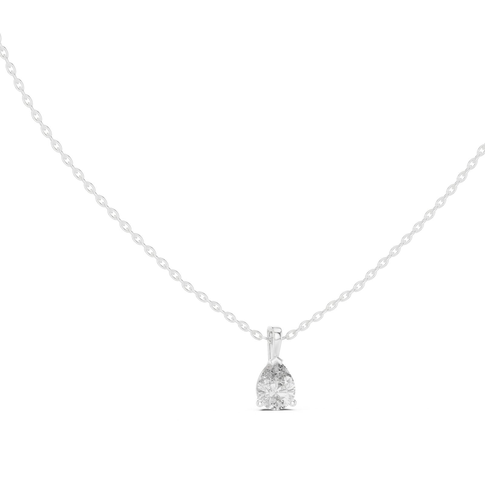 Frederica Pear Solitaire Pendant on Slim Bail in white gold