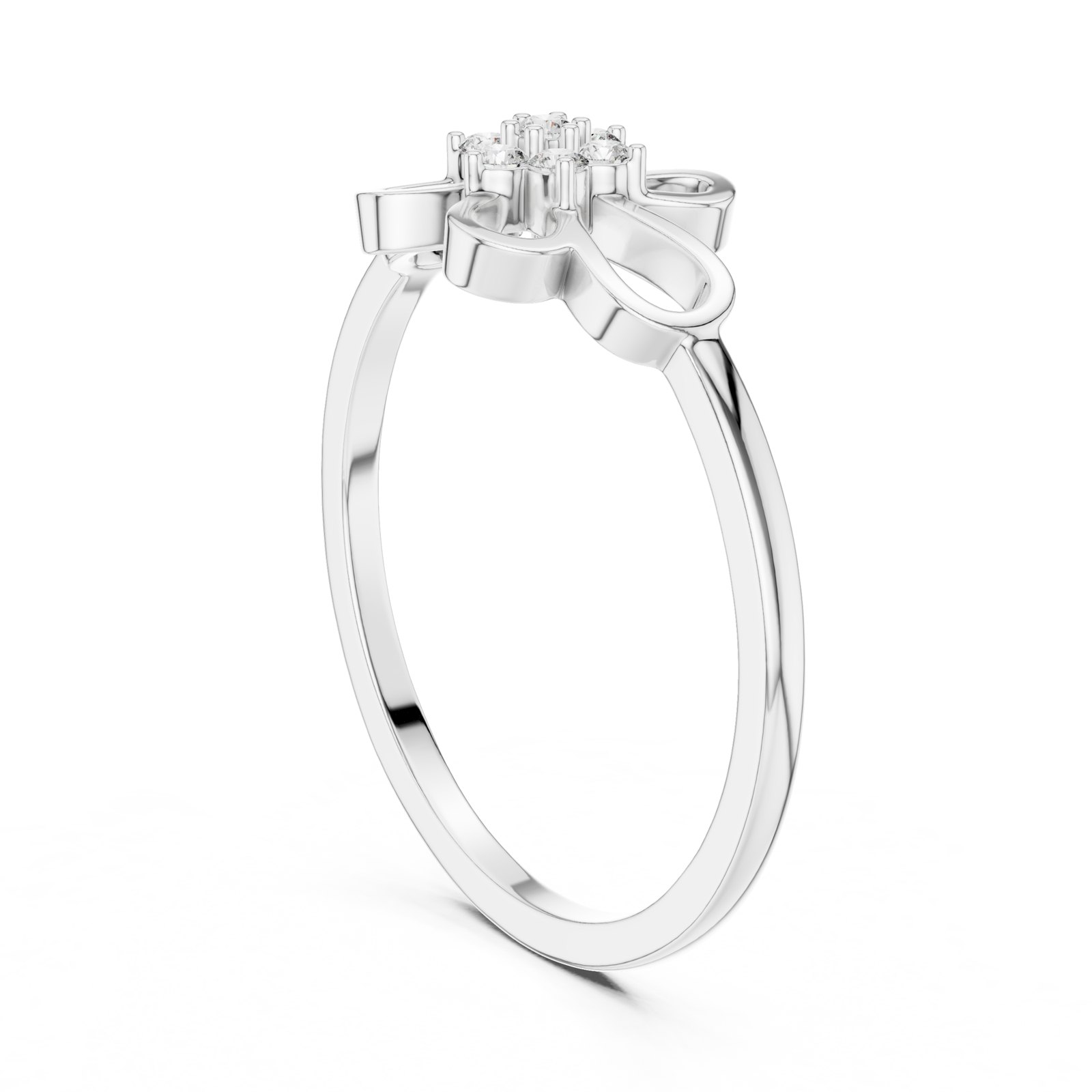 Averil Bow Petal Diamond Cluster Ring in white gold
