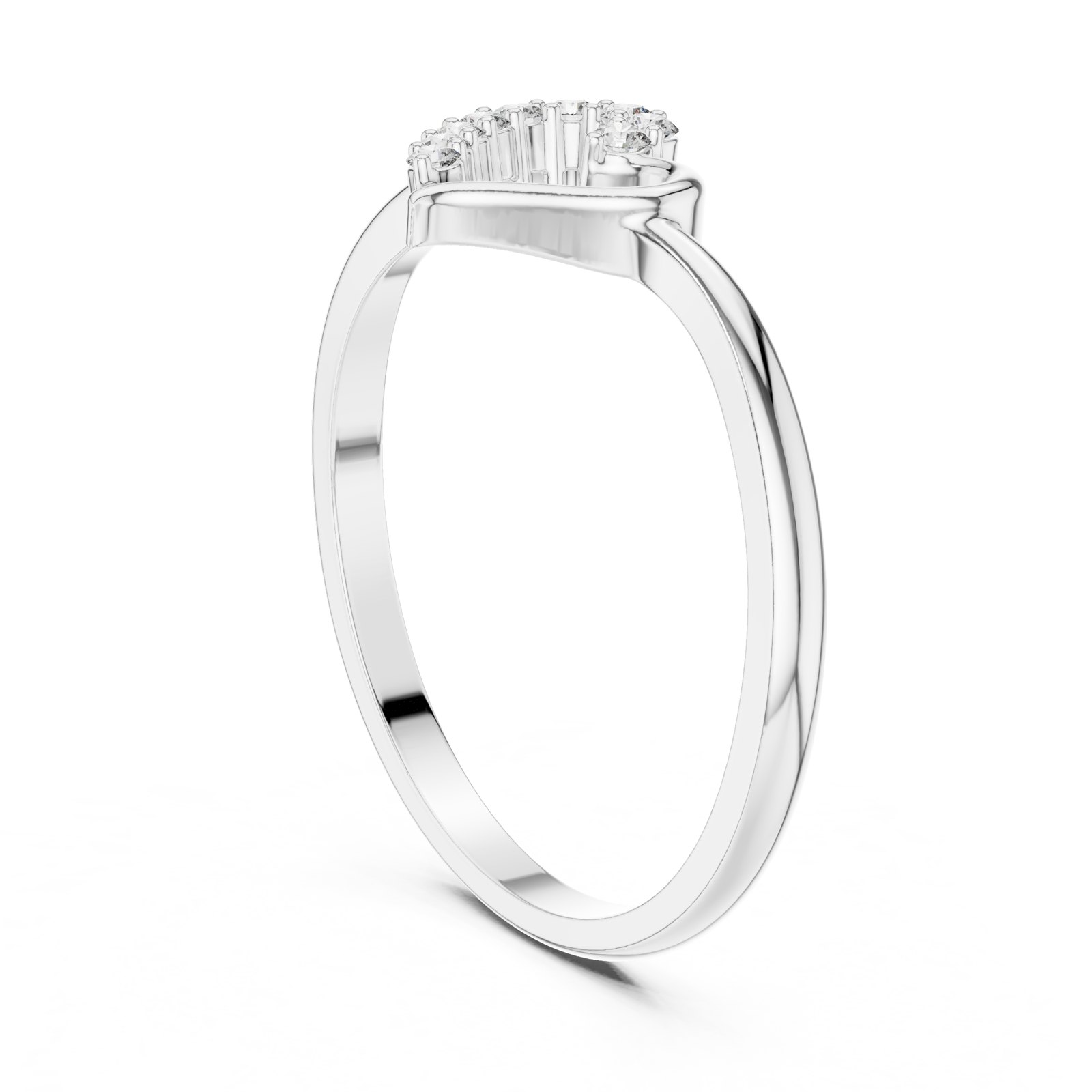 Annabel Heart Outline Bypass Diamond Fashion Ring in white gold