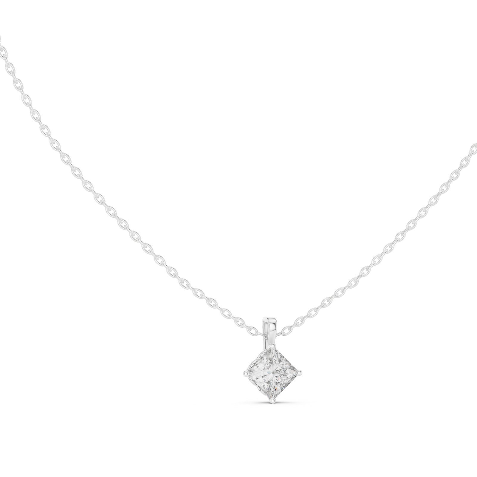 Fontaine Kite Set Princess Cut Diamond Solitaire Pendant in white gold