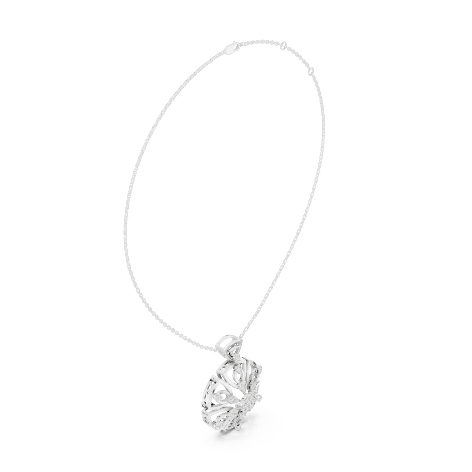 Joya Openwork Floral Medallion Diamond Pendant in white gold