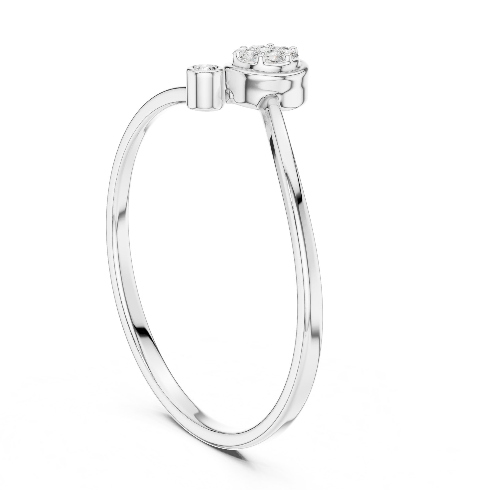 Amarante Mini Cluster Bypass Diamond Fashion Ring in white gold
