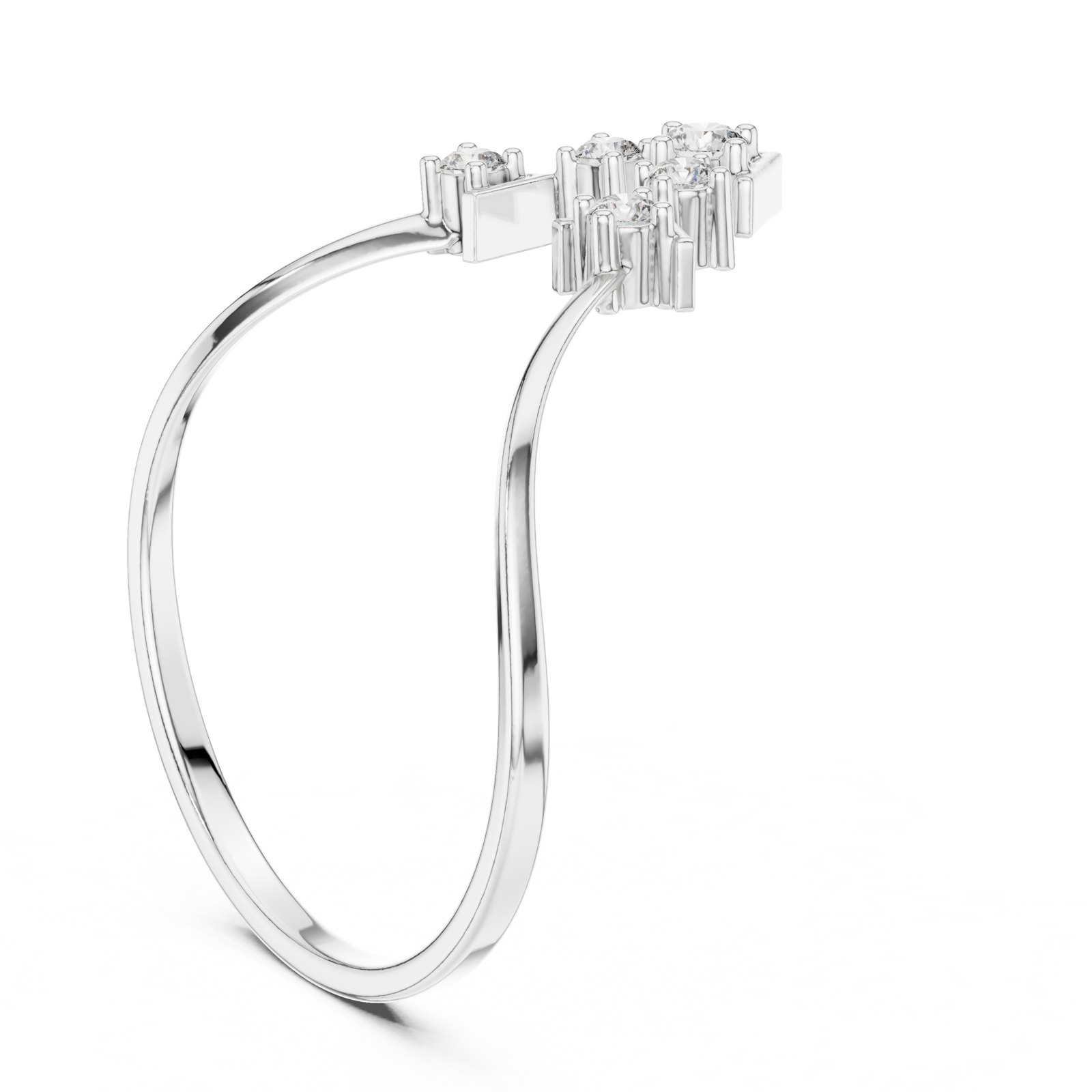 Alannah V Shape Bypass Diamond Cluster Ring in white gold