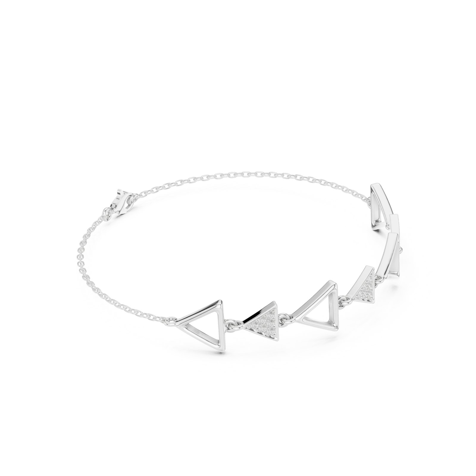 Clarisse Open Triangle Diamond Station Bracelet in white gold